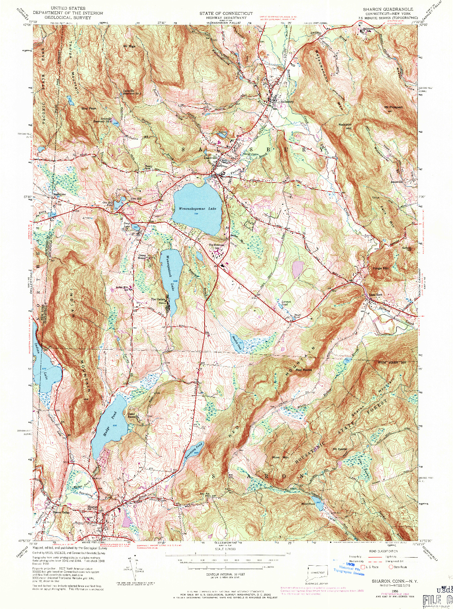 USGS 1:24000-SCALE QUADRANGLE FOR SHARON, CT 1956