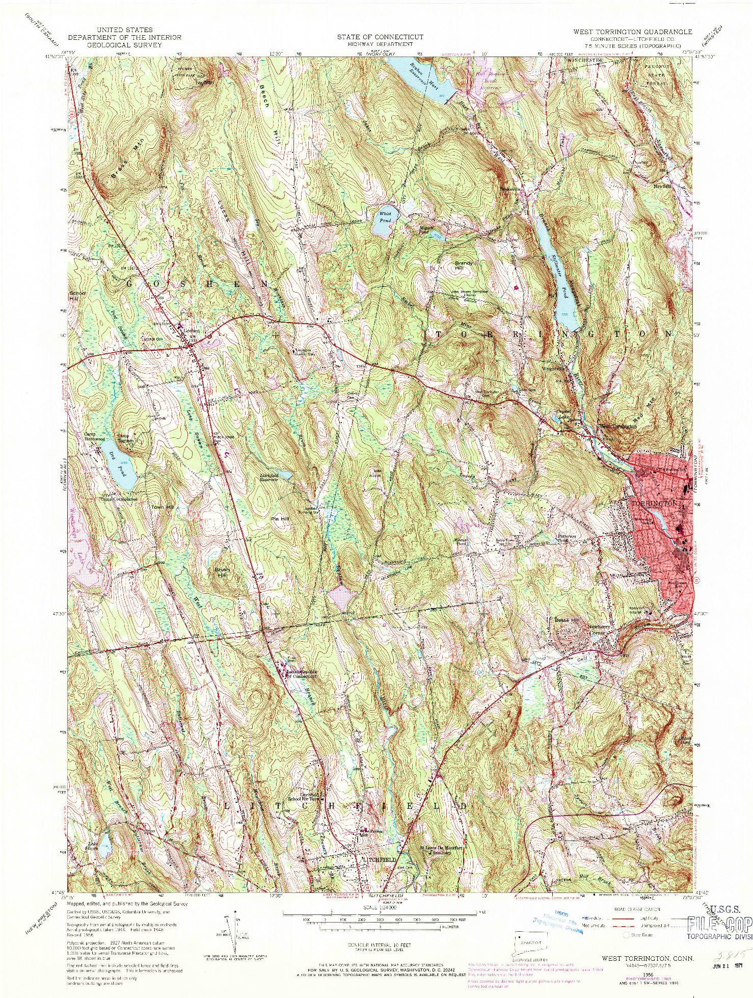 USGS 1:24000-SCALE QUADRANGLE FOR WEST TORRINGTON, CT 1956