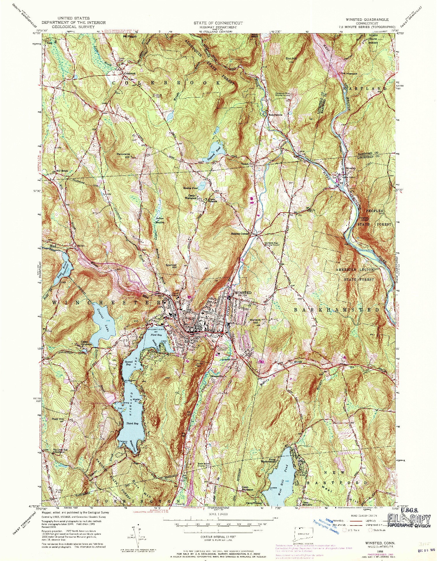 USGS 1:24000-SCALE QUADRANGLE FOR WINSTED, CT 1956