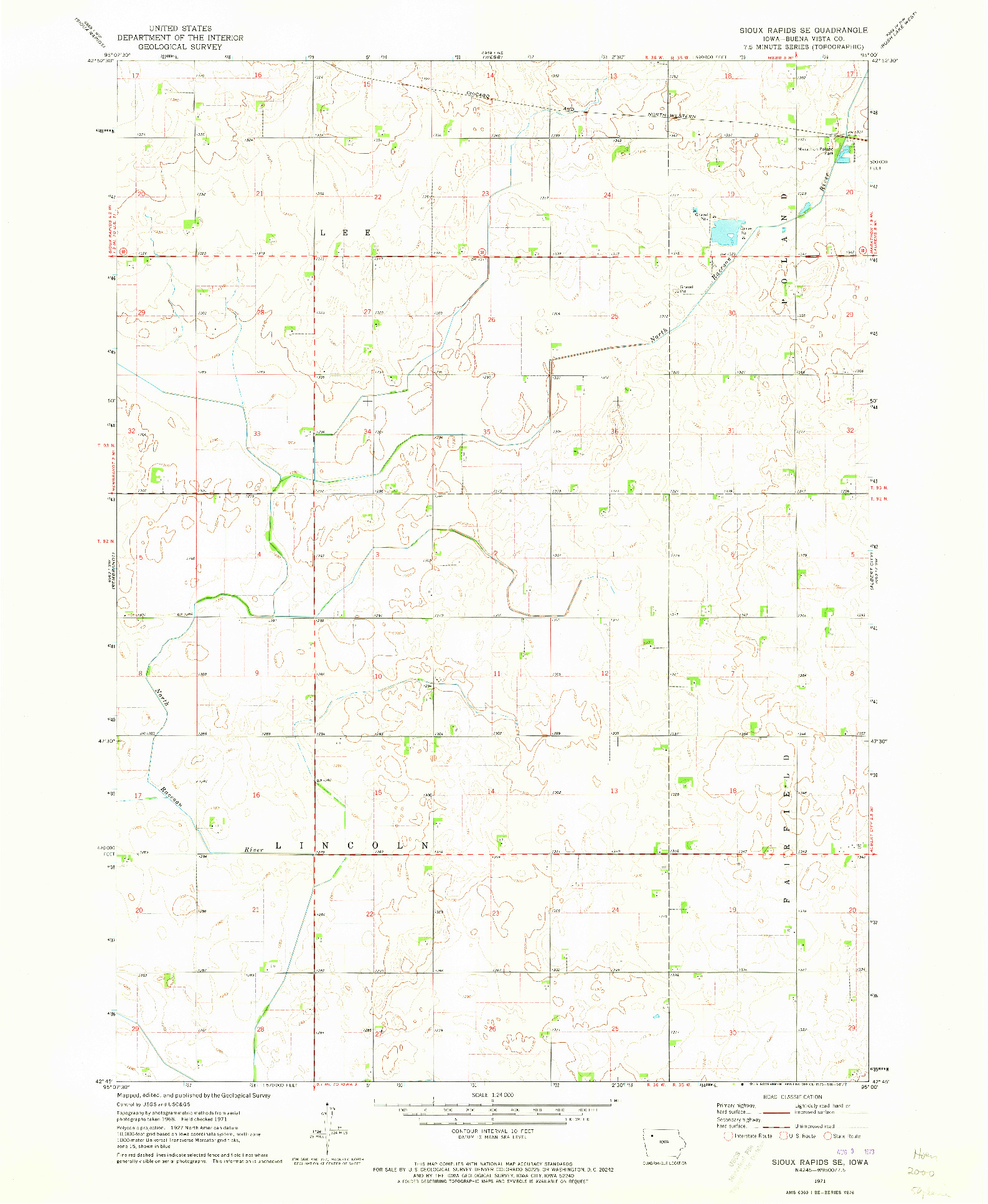 USGS 1:24000-SCALE QUADRANGLE FOR SIOUX RAPIDS SE, IA 1971