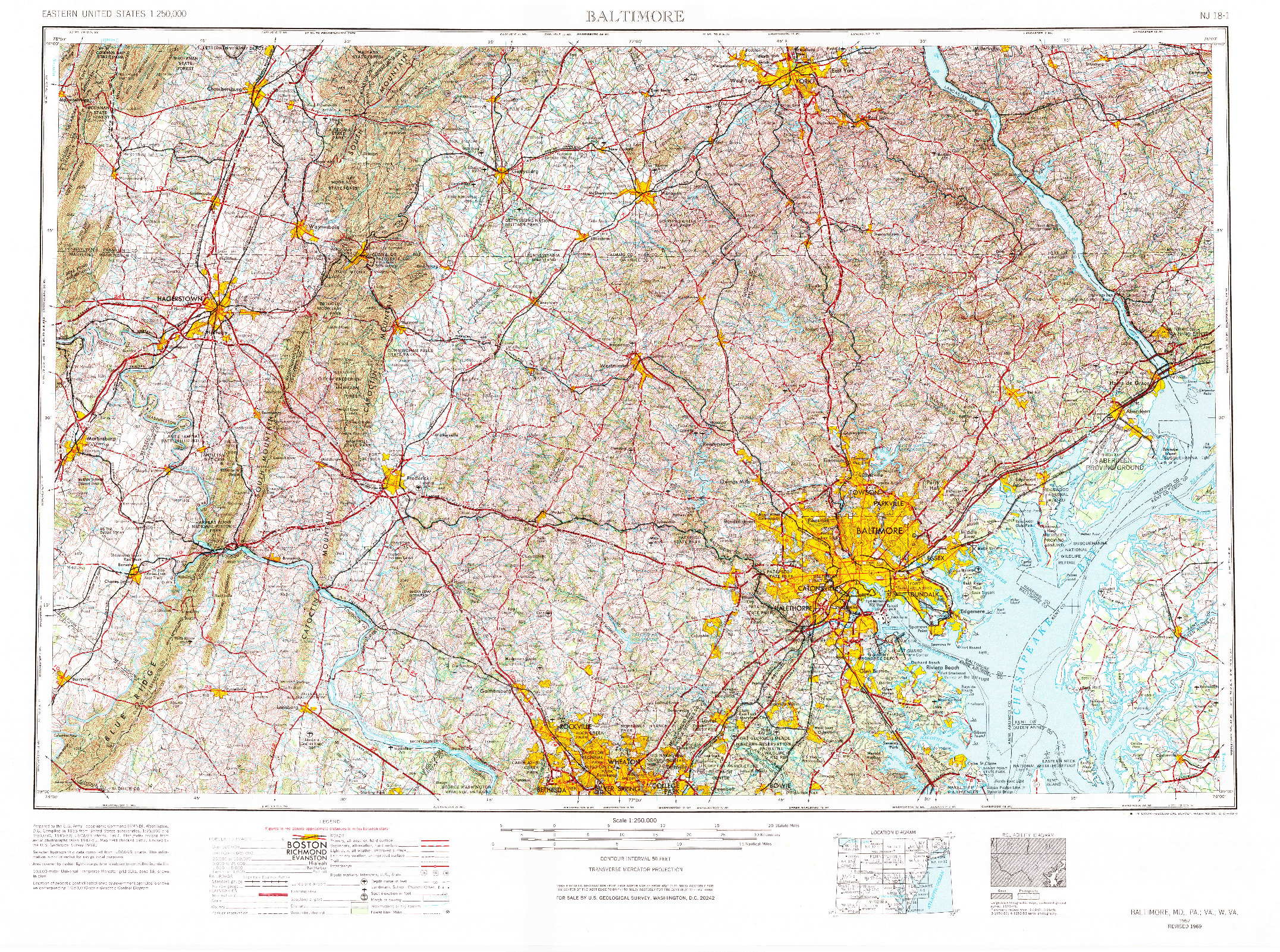 USGS 1:250000-SCALE QUADRANGLE FOR BALTIMORE, MD 1957