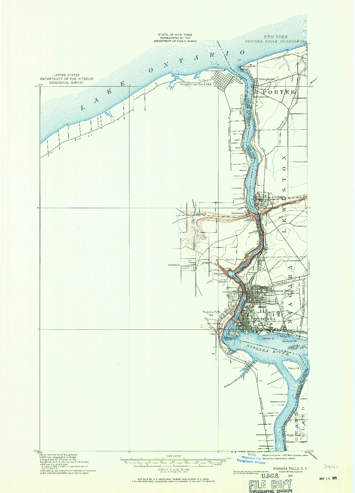 USGS 1:62500-SCALE QUADRANGLE FOR NIAGARA FALLS, NY 1900
