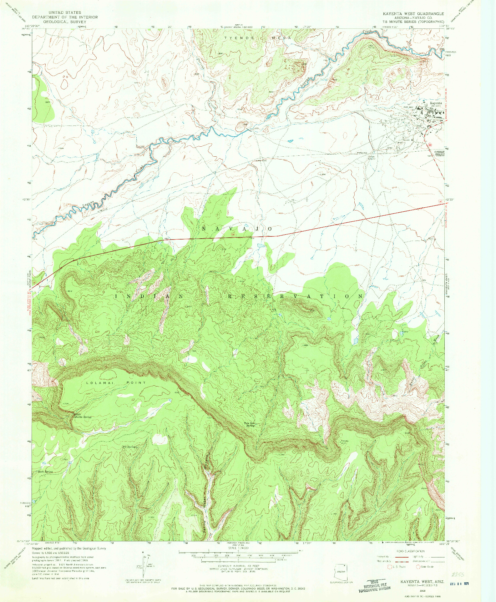 USGS 1:24000-SCALE QUADRANGLE FOR KAYENTA WEST, AZ 1968