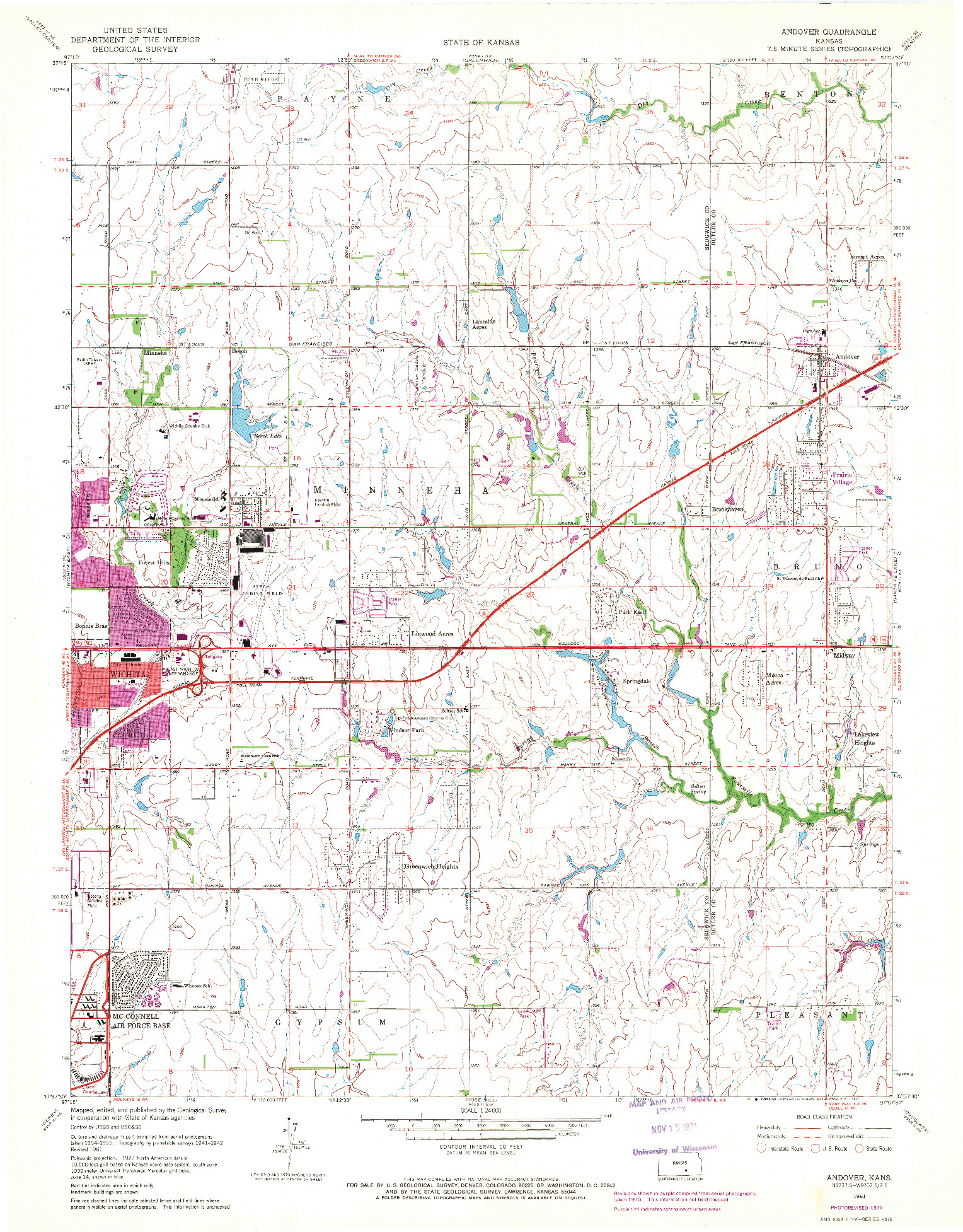 USGS 1:24000-SCALE QUADRANGLE FOR ANDOVER, KS 1961