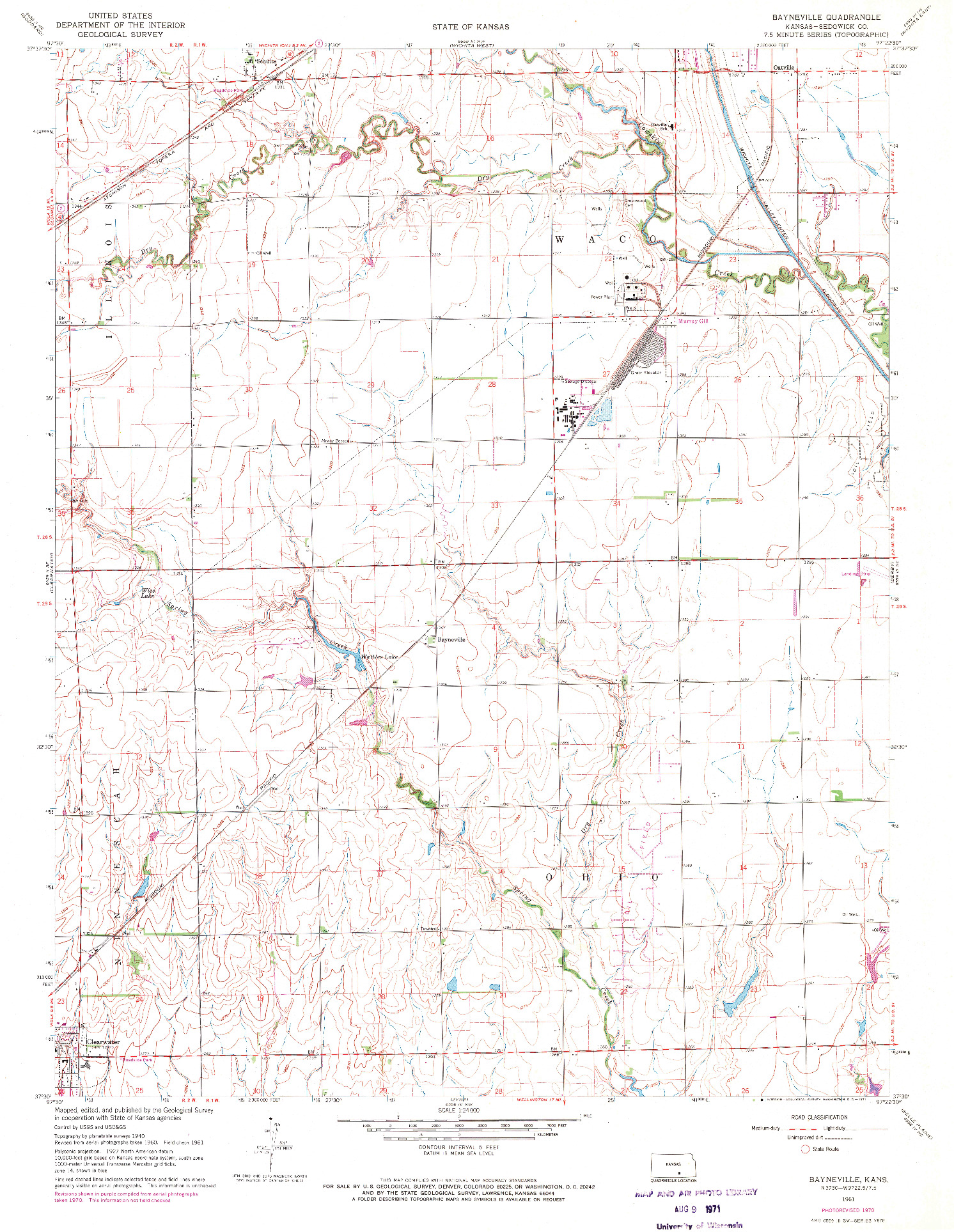 USGS 1:24000-SCALE QUADRANGLE FOR BAYNEVILLE, KS 1961