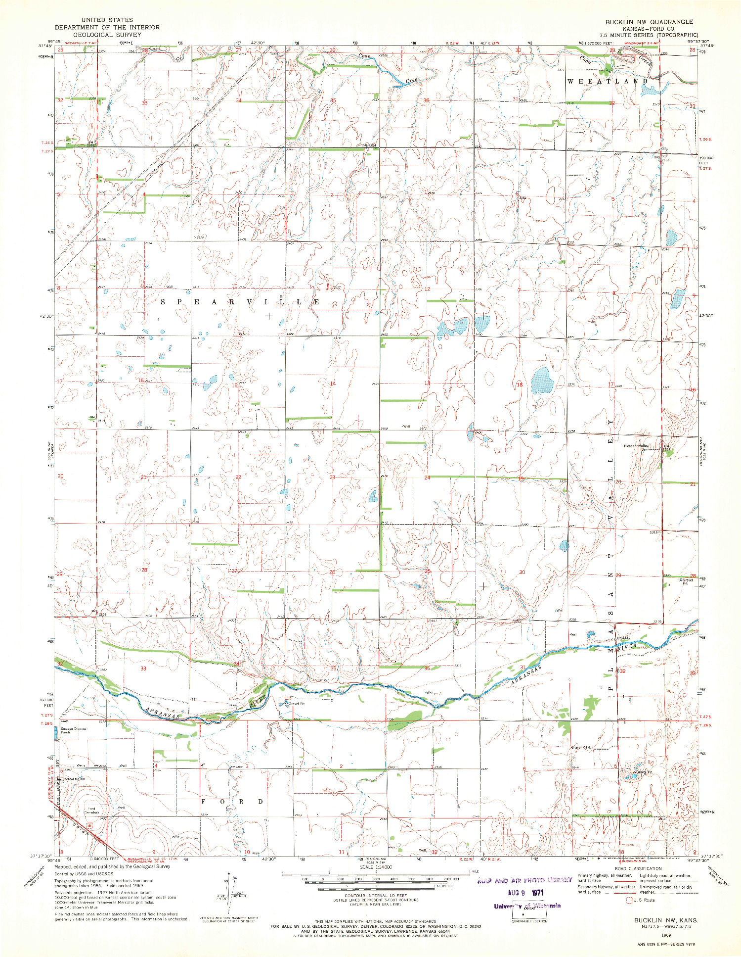 USGS 1:24000-SCALE QUADRANGLE FOR BUCKLIN NW, KS 1969