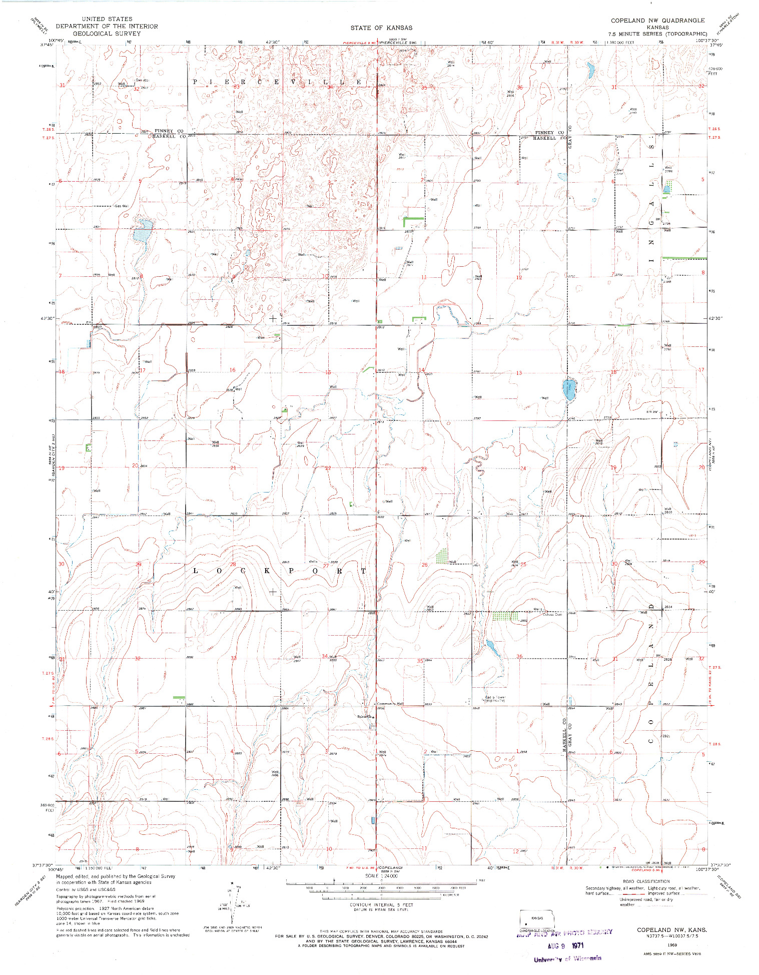 USGS 1:24000-SCALE QUADRANGLE FOR COPELAND NW, KS 1969