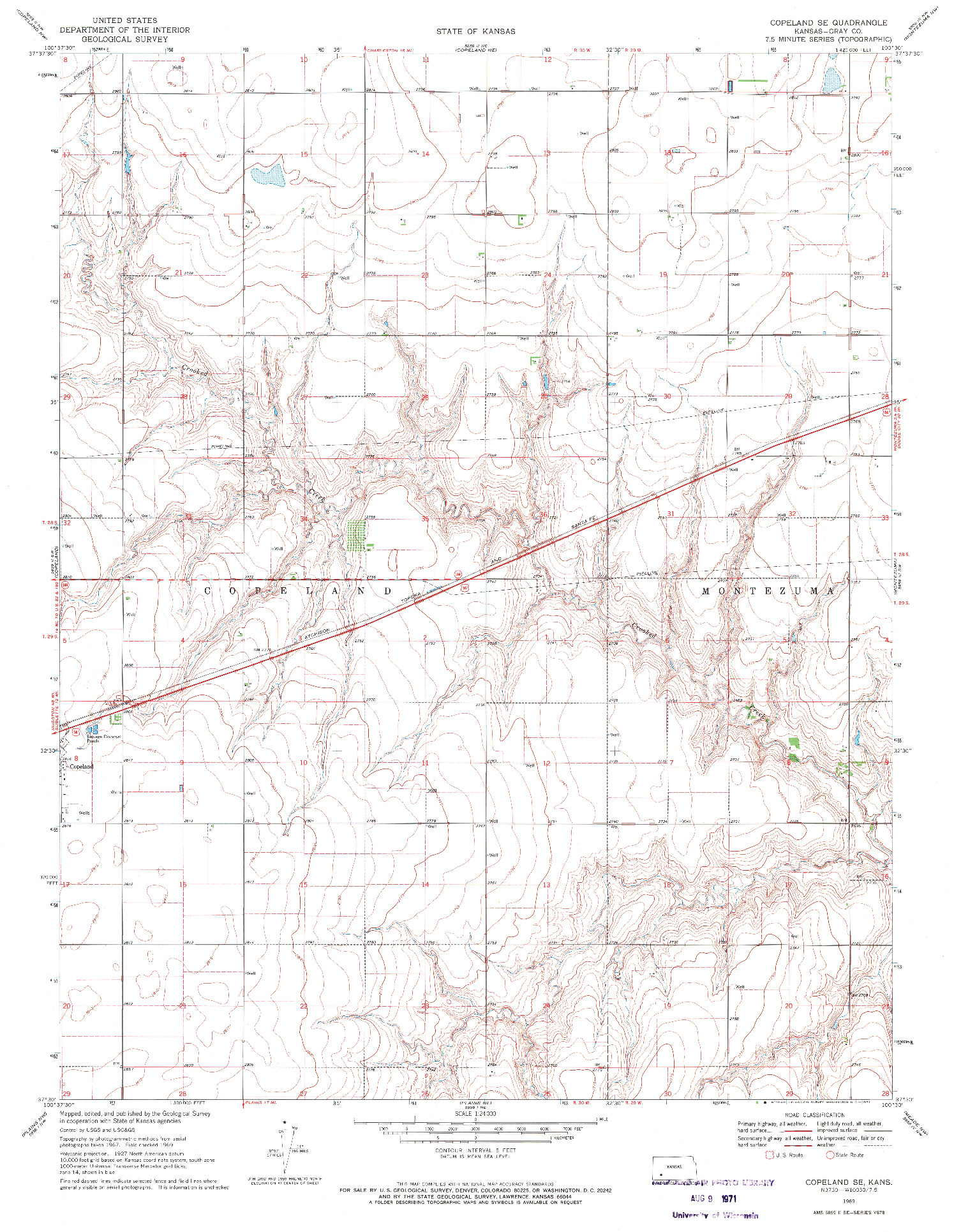 USGS 1:24000-SCALE QUADRANGLE FOR COPELAND SE, KS 1969