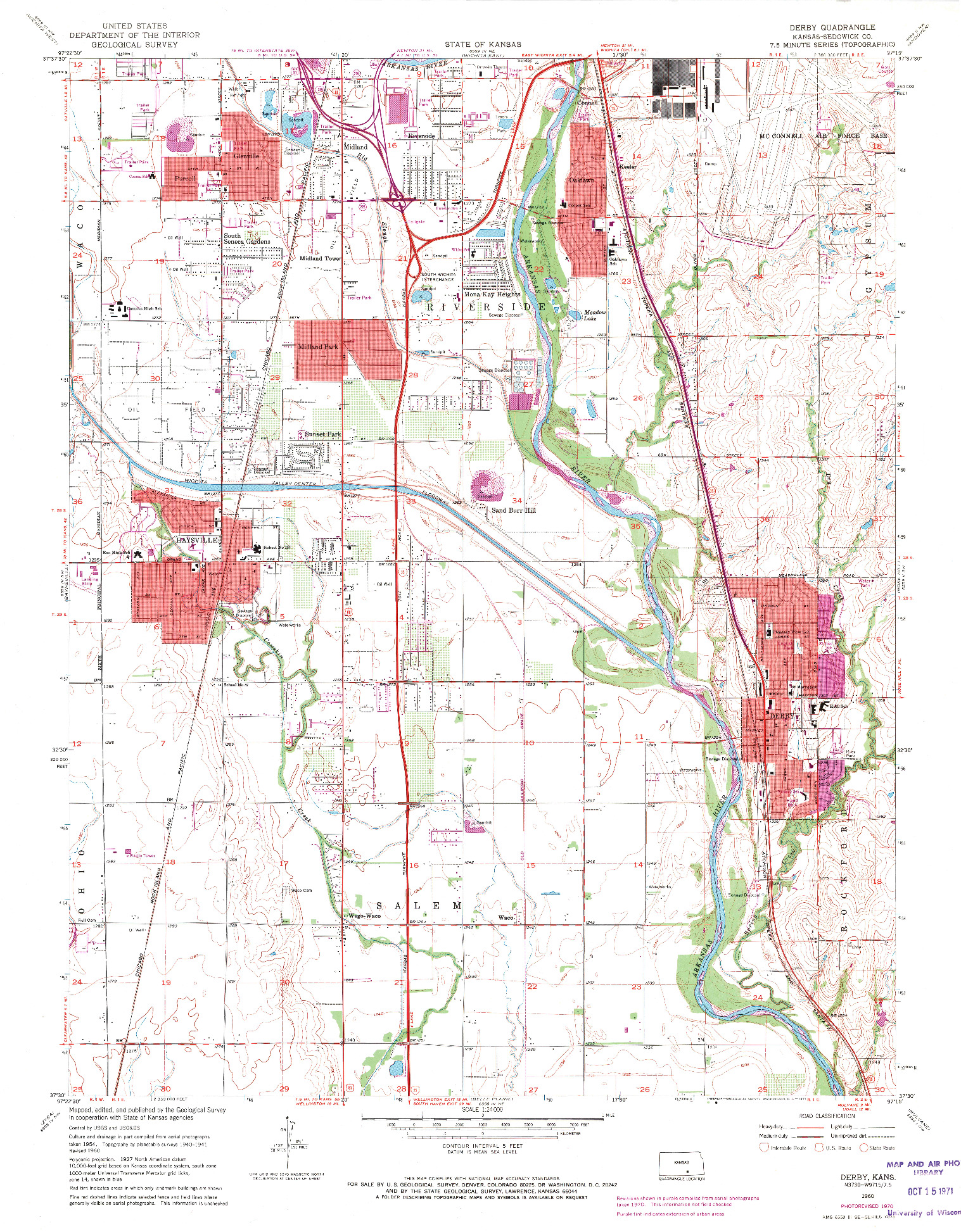USGS 1:24000-SCALE QUADRANGLE FOR DERBY, KS 1960