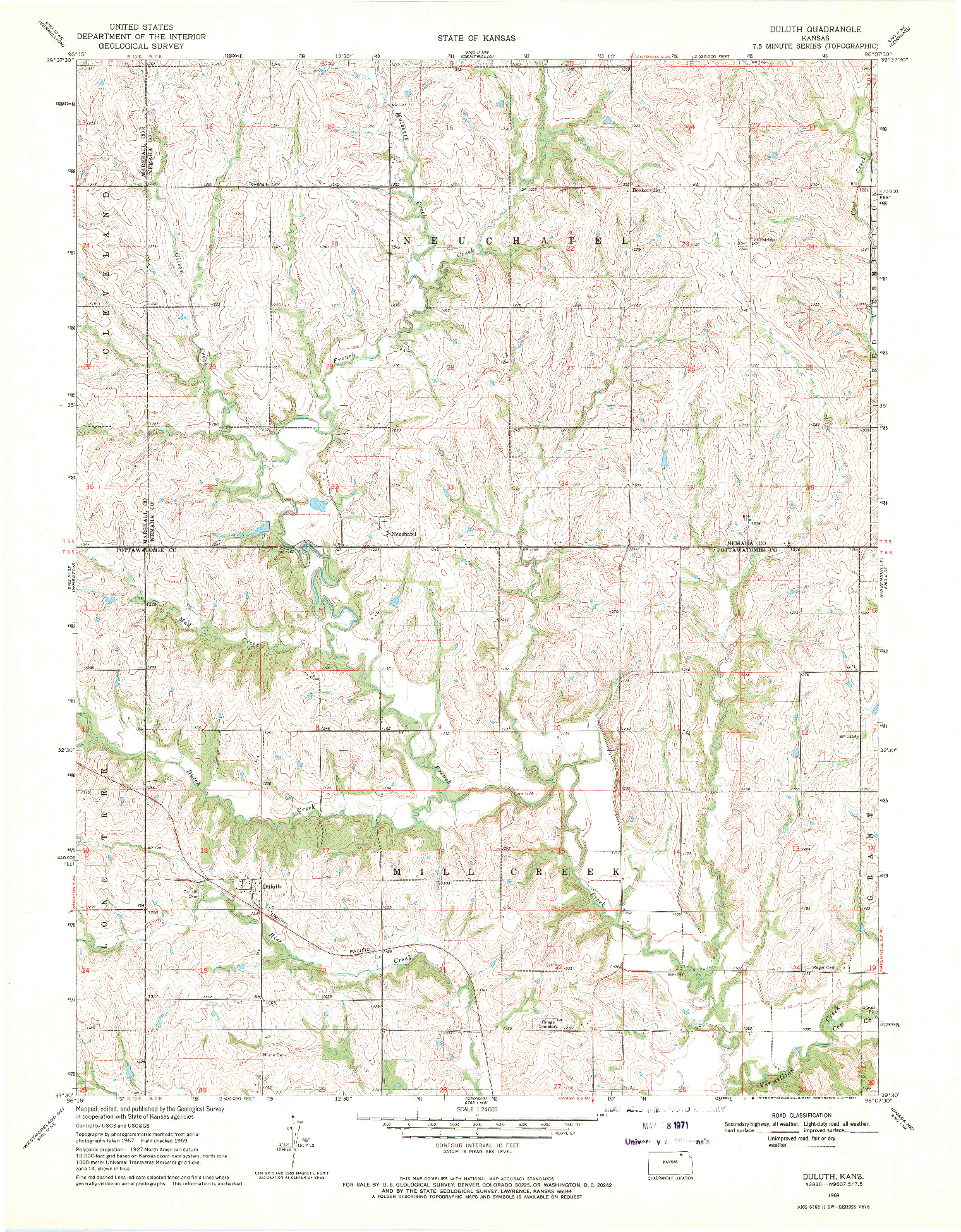 USGS 1:24000-SCALE QUADRANGLE FOR DULUTH, KS 1969