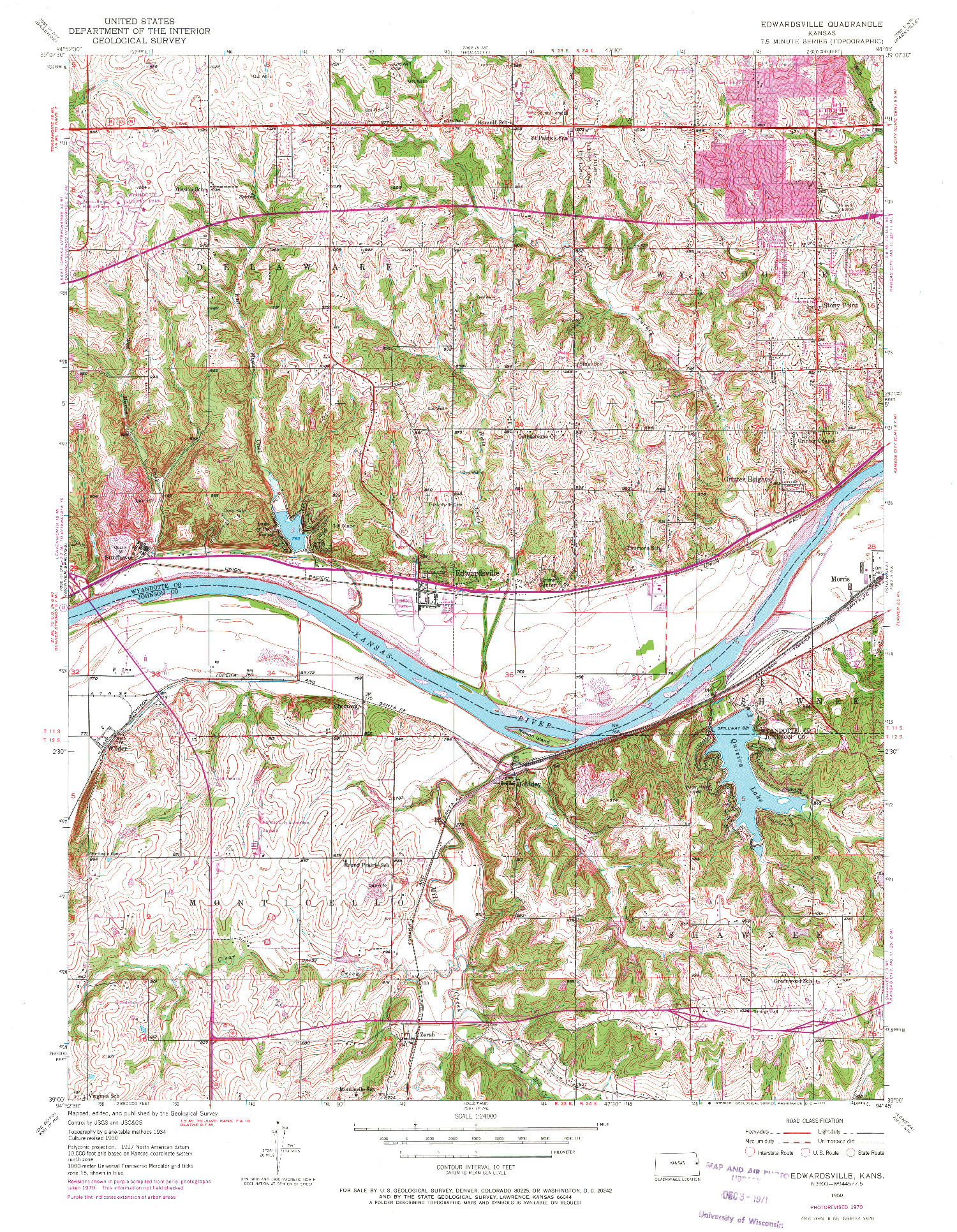 USGS 1:24000-SCALE QUADRANGLE FOR EDWARDSVILLE, KS 1950