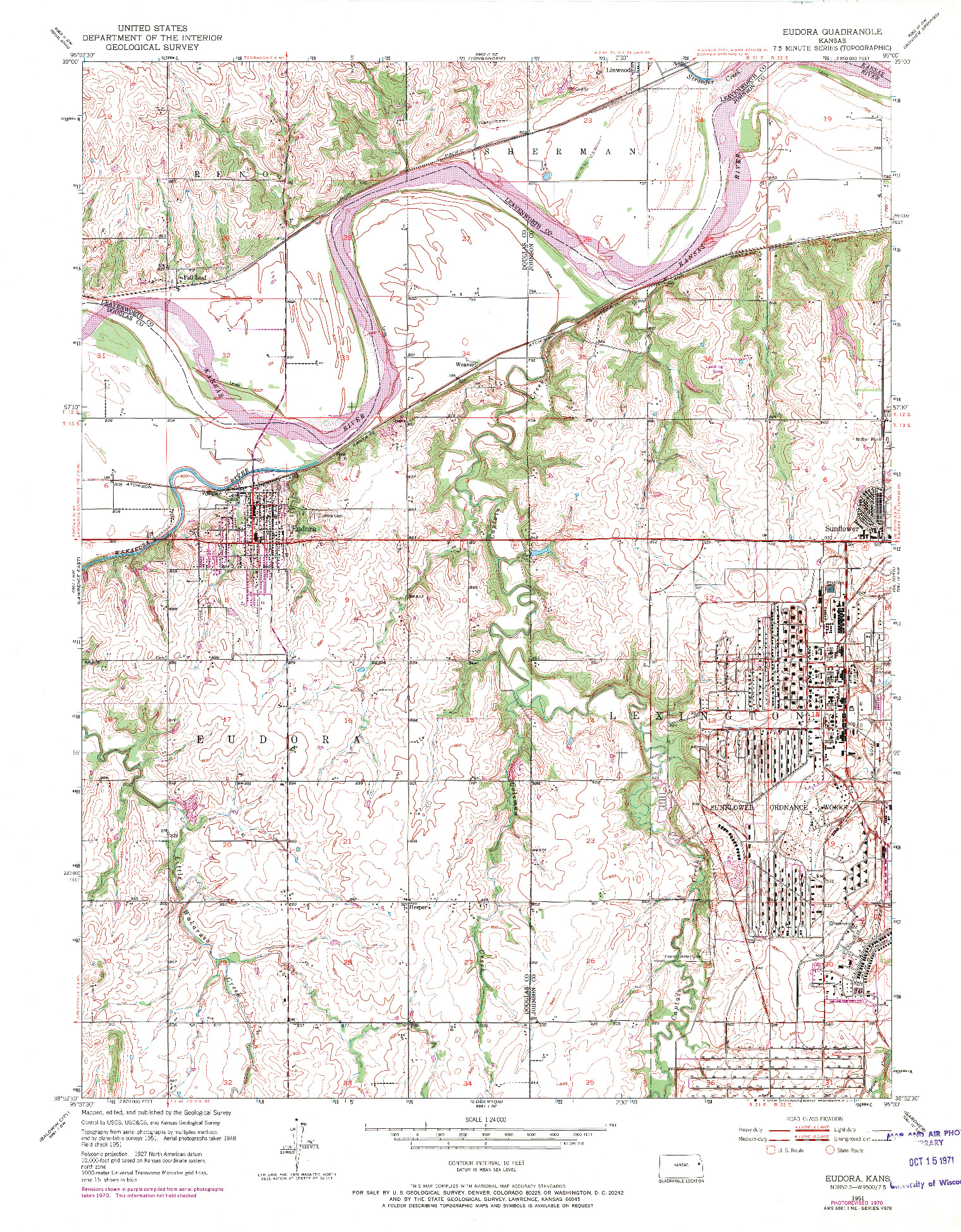 USGS 1:24000-SCALE QUADRANGLE FOR EUDORA, KS 1951