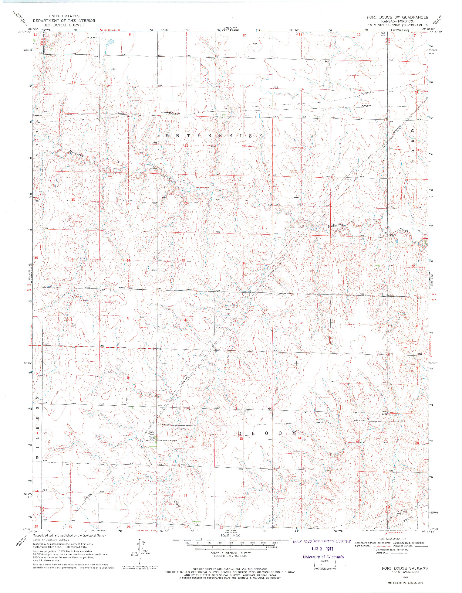 USGS 1:24000-SCALE QUADRANGLE FOR FORT DODGE SW, KS 1969