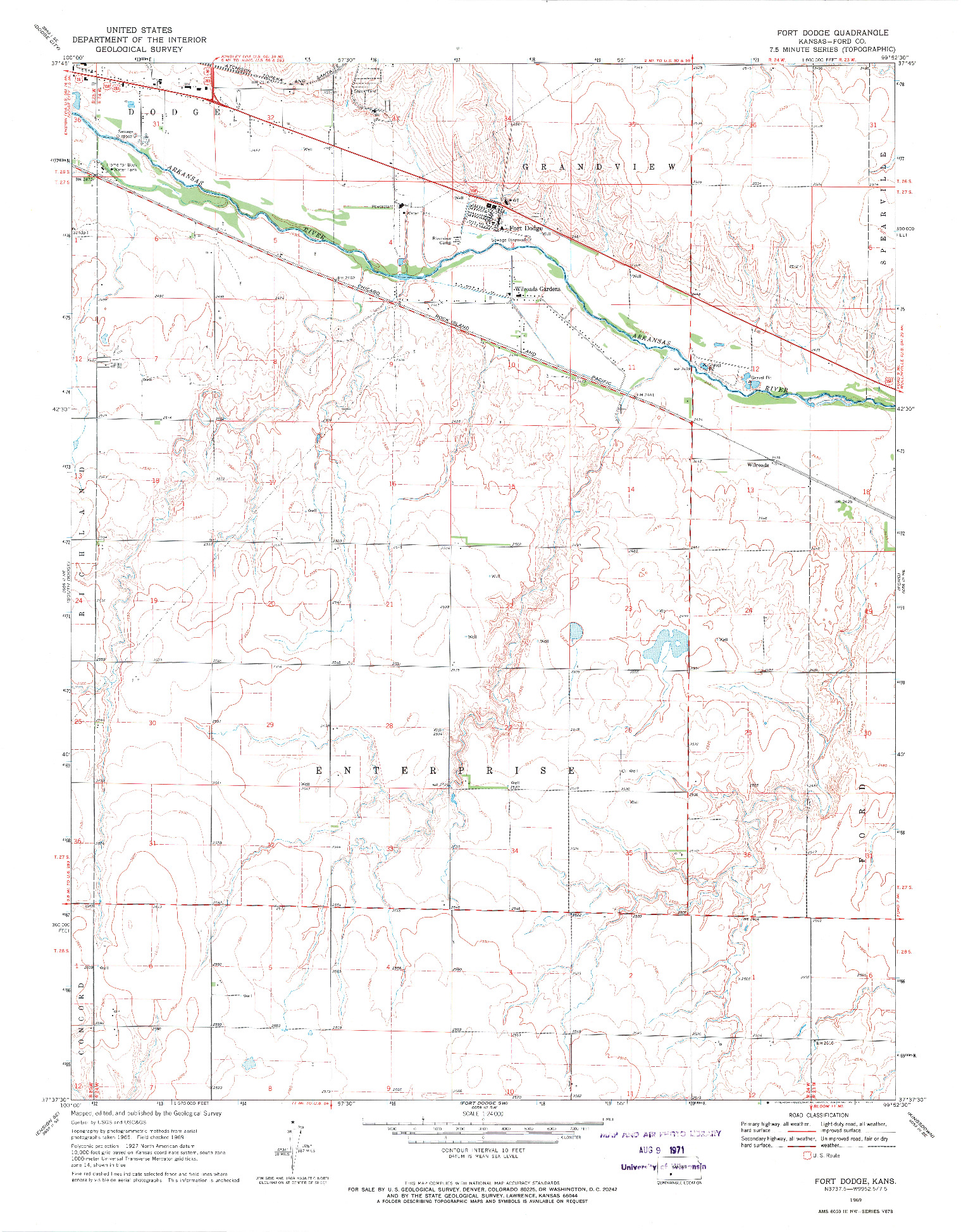 USGS 1:24000-SCALE QUADRANGLE FOR FORT DODGE, KS 1969