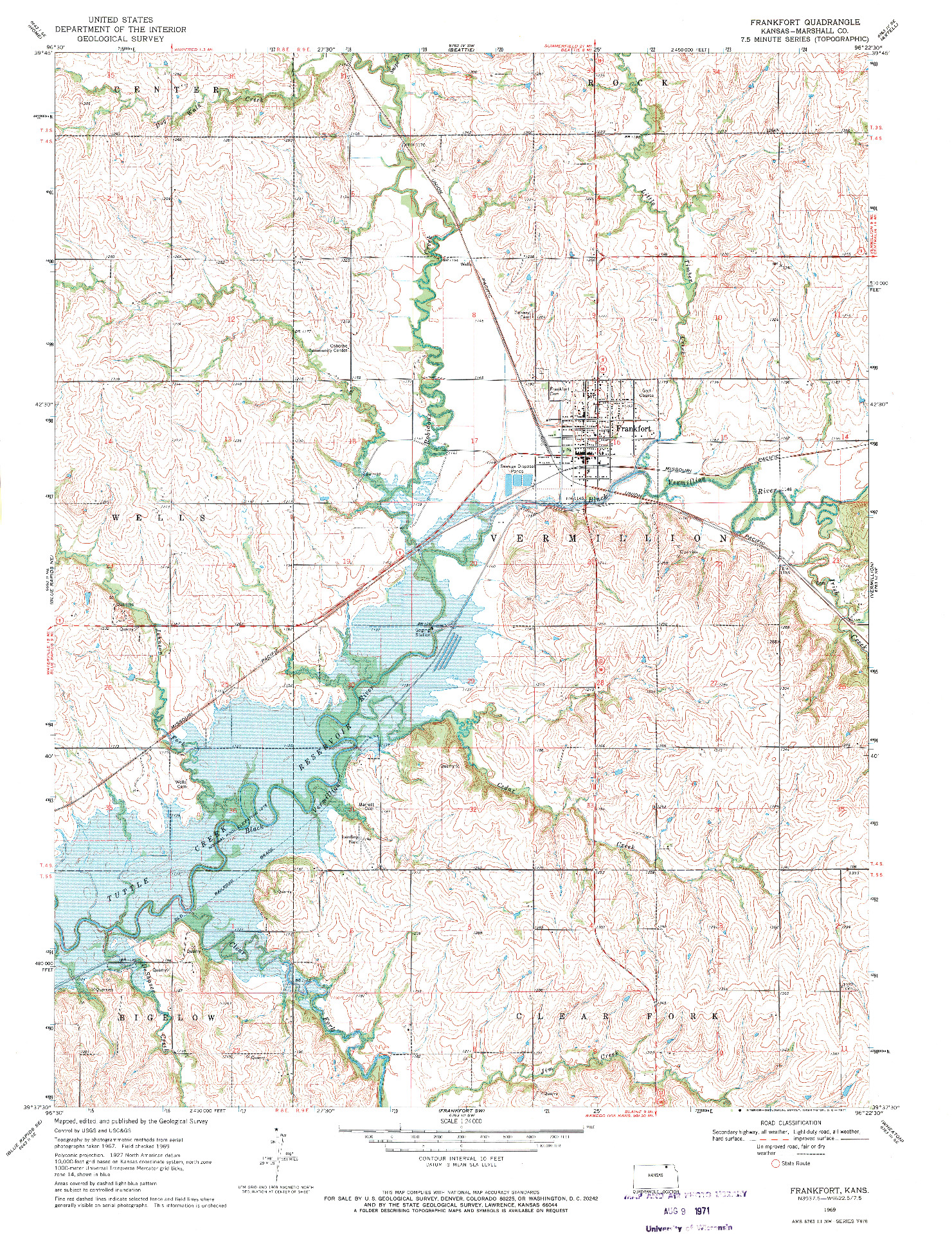 USGS 1:24000-SCALE QUADRANGLE FOR FRANKFORT, KS 1969