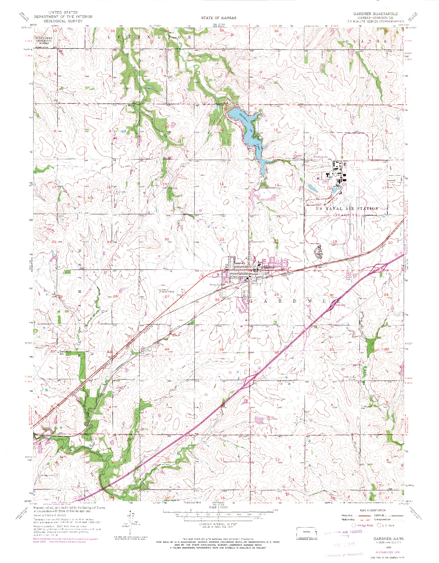 USGS 1:24000-SCALE QUADRANGLE FOR GARDNER, KS 1957