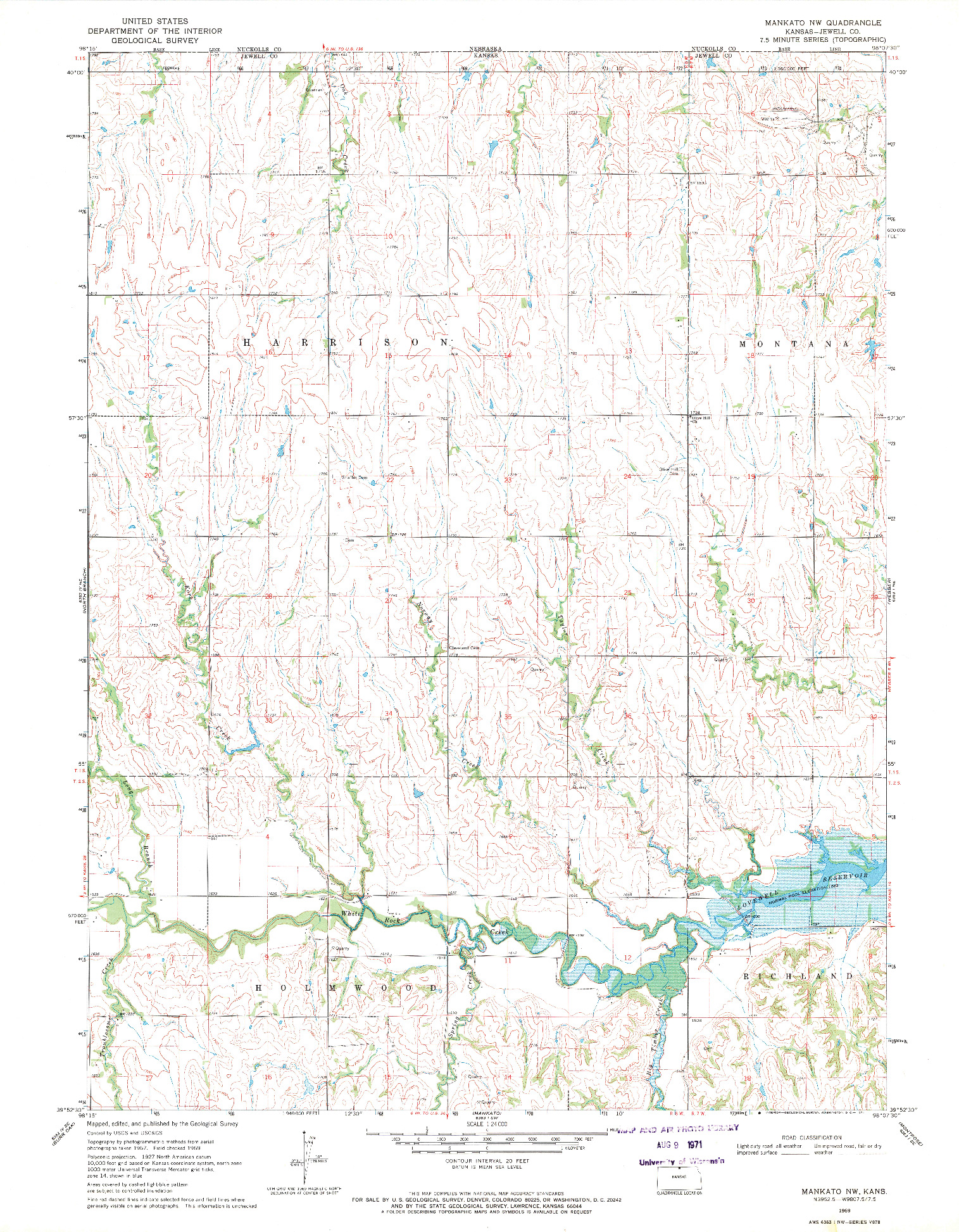 USGS 1:24000-SCALE QUADRANGLE FOR MANKATO NW, KS 1969