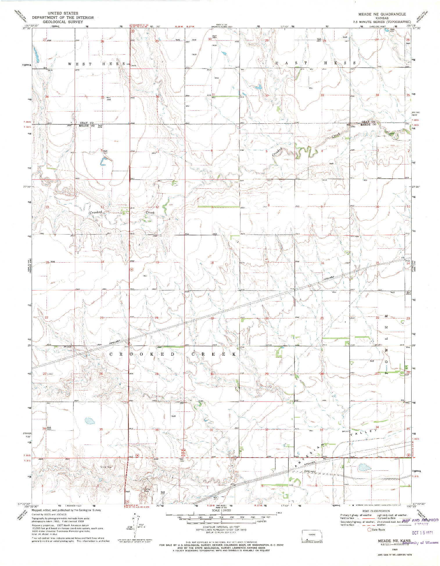 USGS 1:24000-SCALE QUADRANGLE FOR MEADE NE, KS 1969