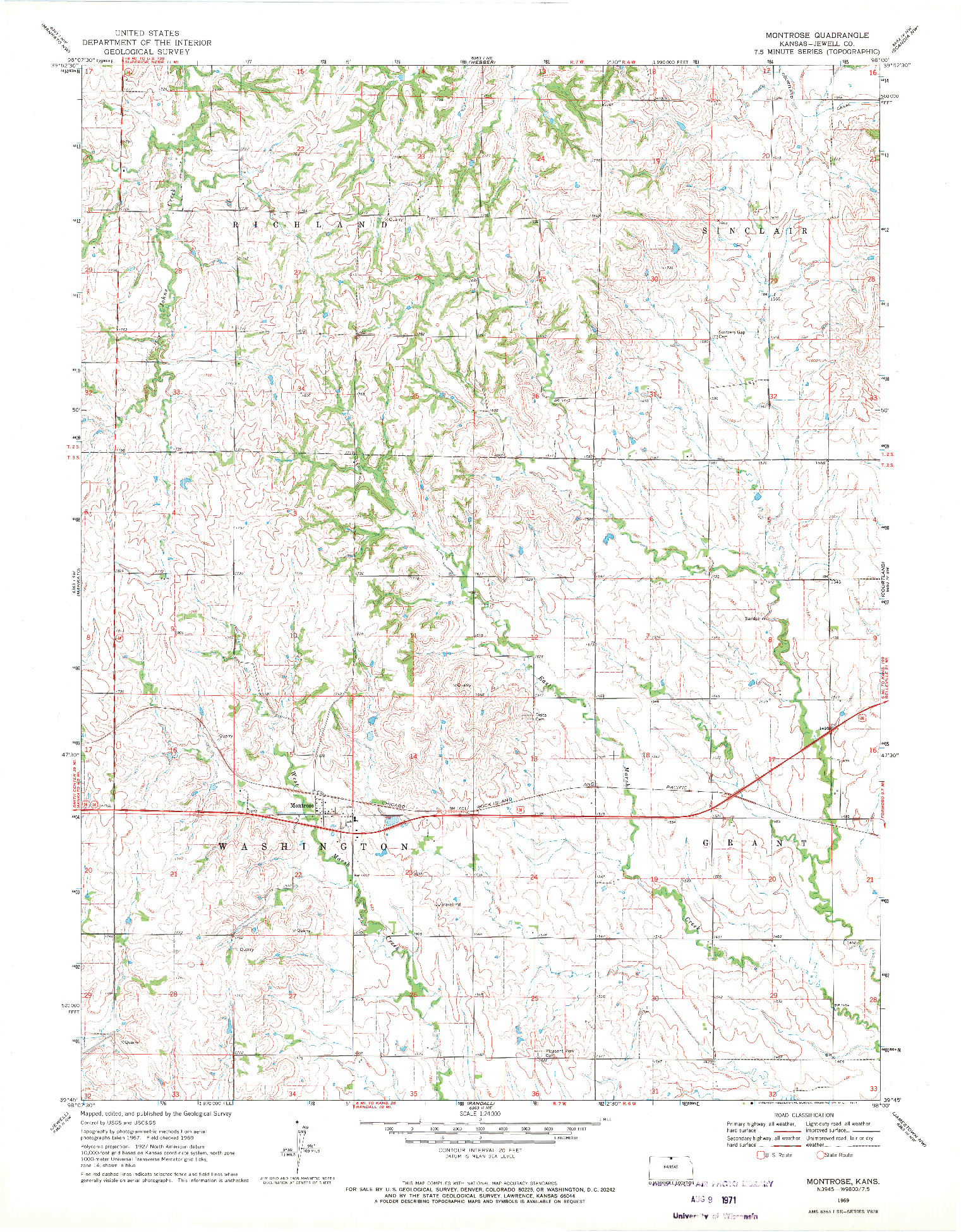 USGS 1:24000-SCALE QUADRANGLE FOR MONTROSE, KS 1969