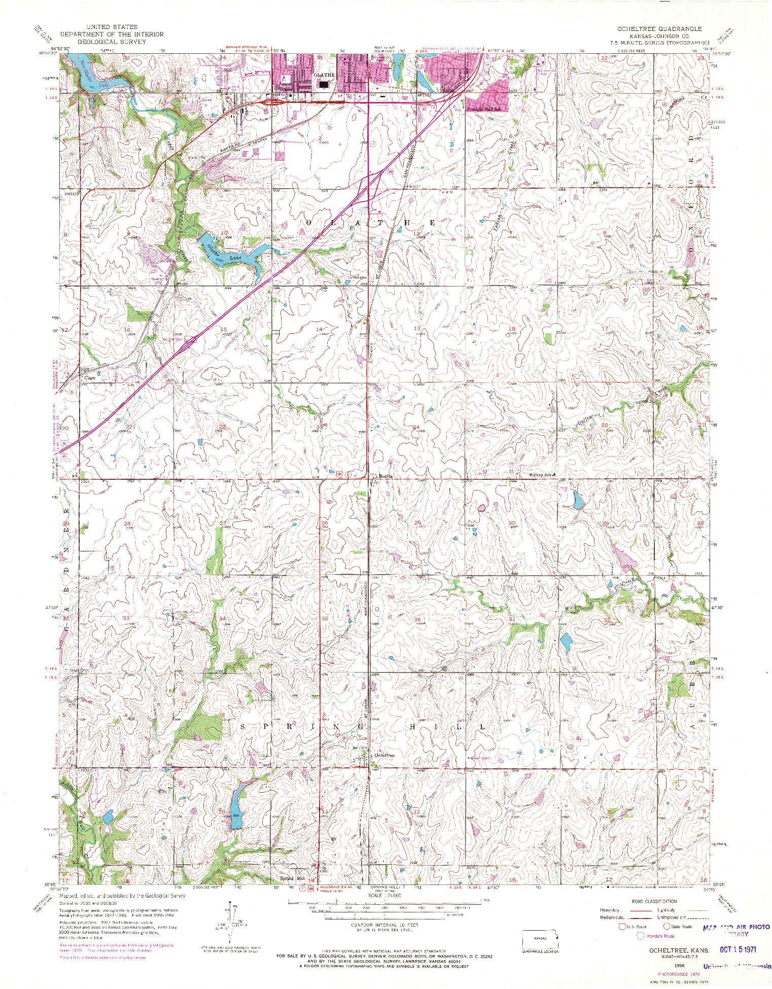 USGS 1:24000-SCALE QUADRANGLE FOR OCHELTREE, KS 1956