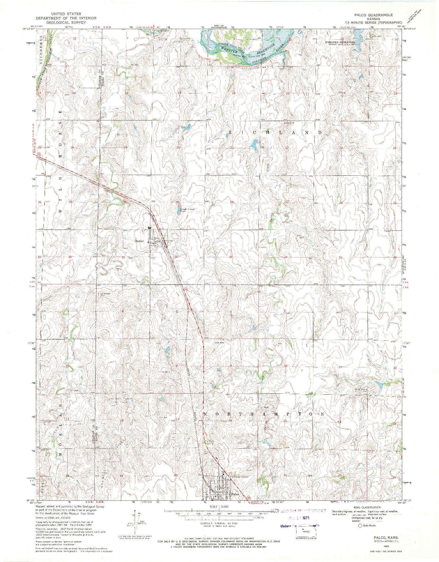 USGS 1:24000-SCALE QUADRANGLE FOR PALCO, KS 1969