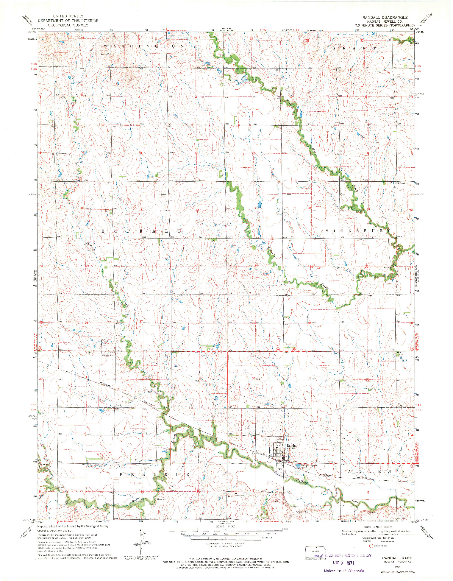 USGS 1:24000-SCALE QUADRANGLE FOR RANDALL, KS 1969