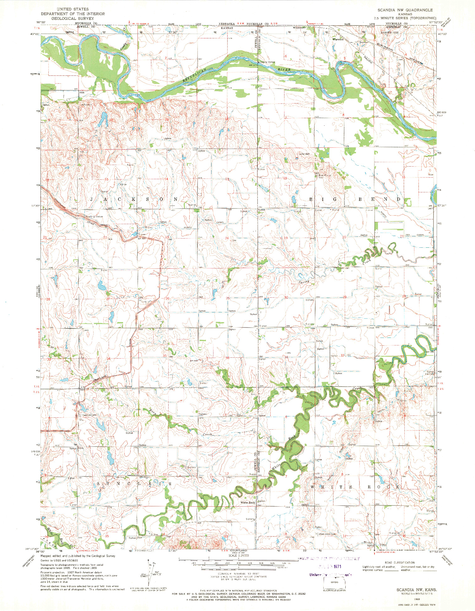 USGS 1:24000-SCALE QUADRANGLE FOR SCANDIA NW, KS 1969