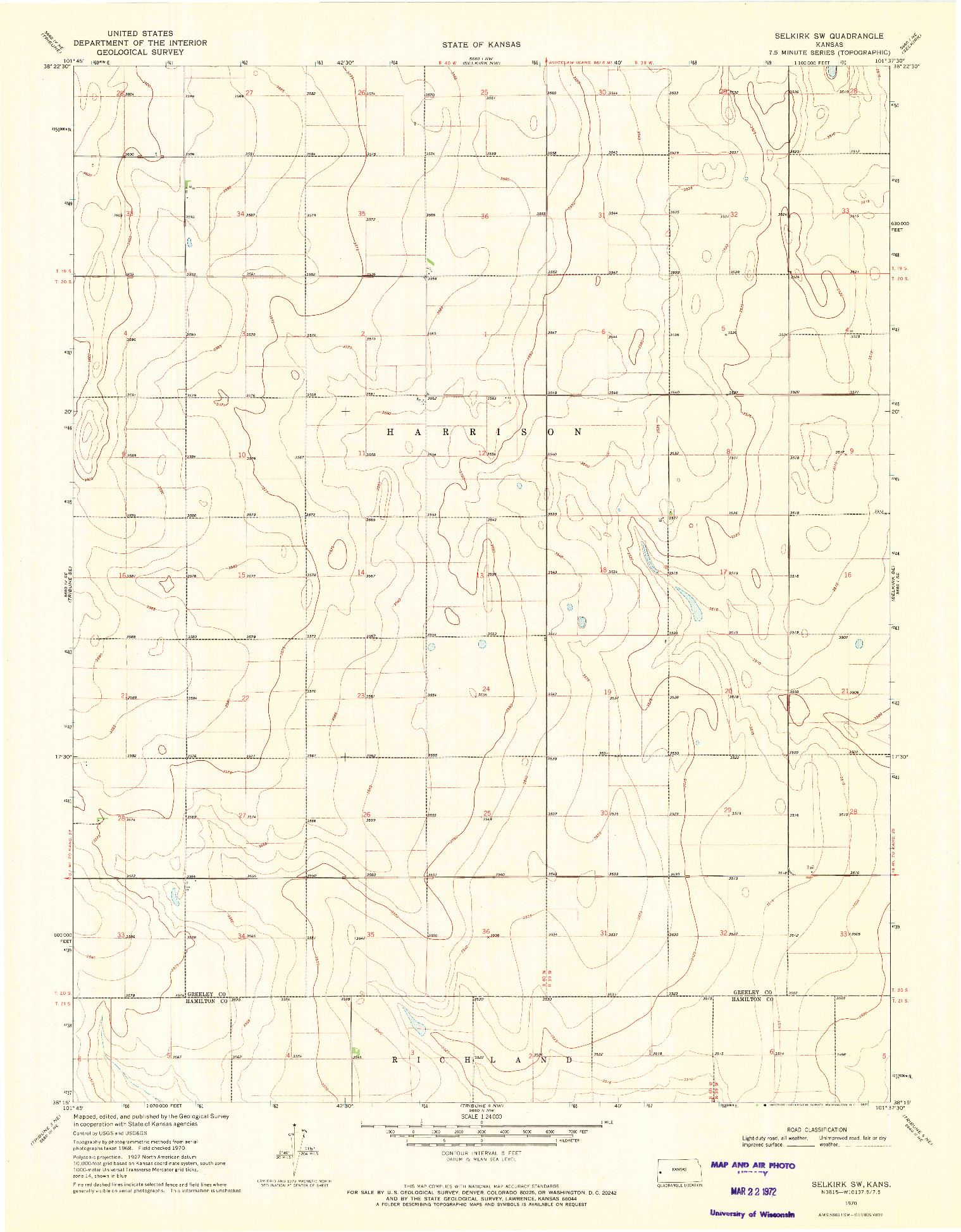 USGS 1:24000-SCALE QUADRANGLE FOR SELKIRK SW, KS 1970