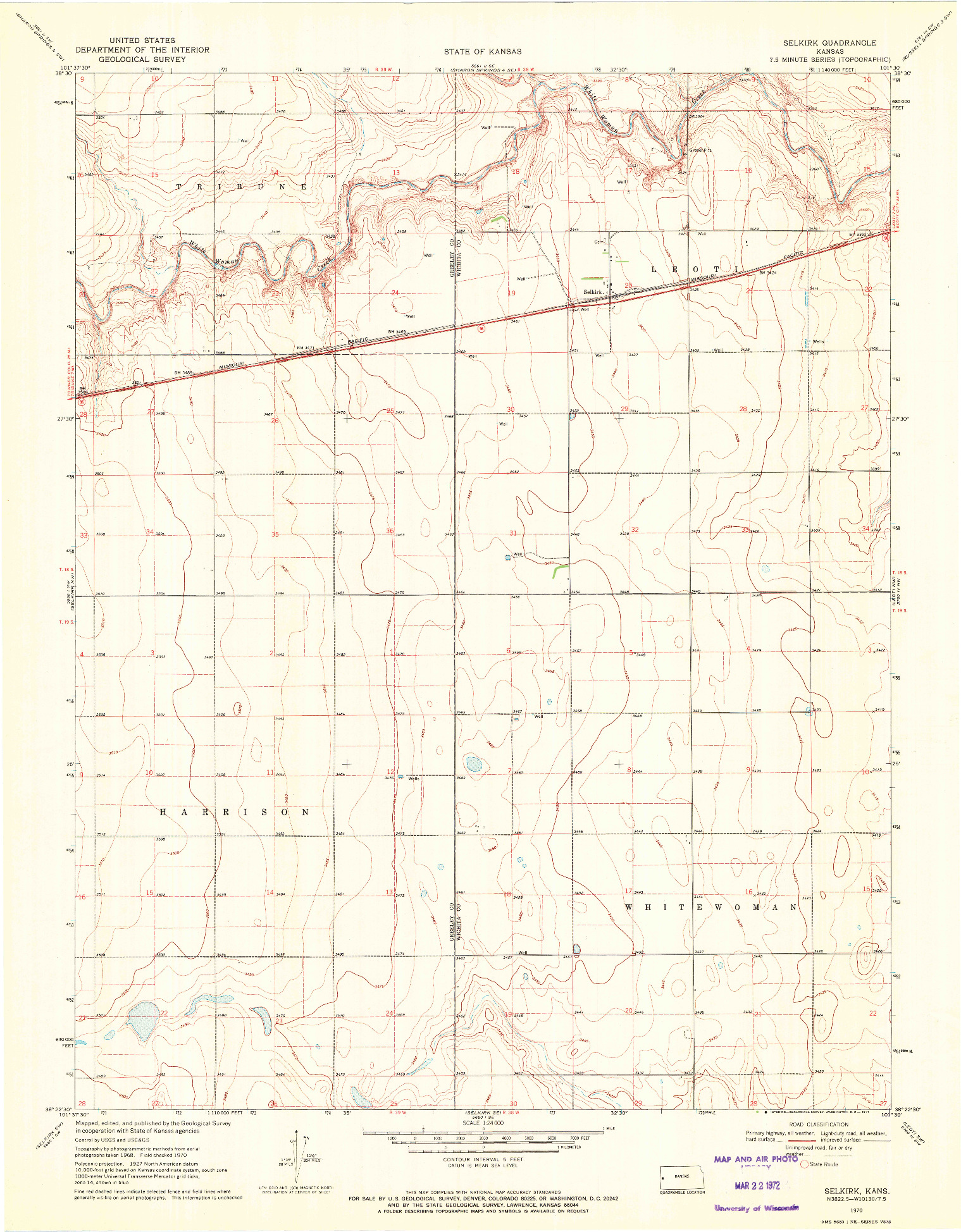 USGS 1:24000-SCALE QUADRANGLE FOR SELKIRK, KS 1970