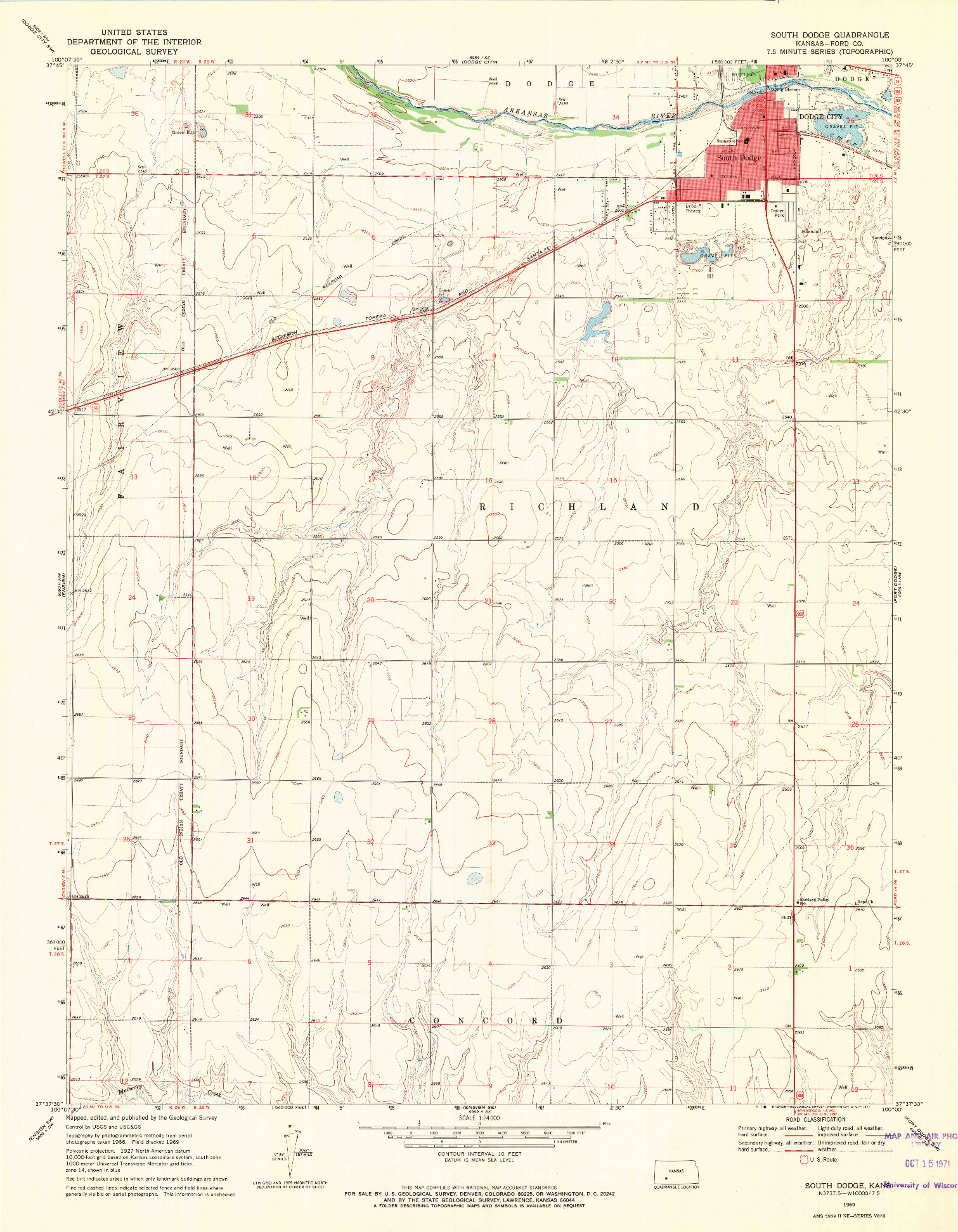 USGS 1:24000-SCALE QUADRANGLE FOR SOUTH DODGE, KS 1969