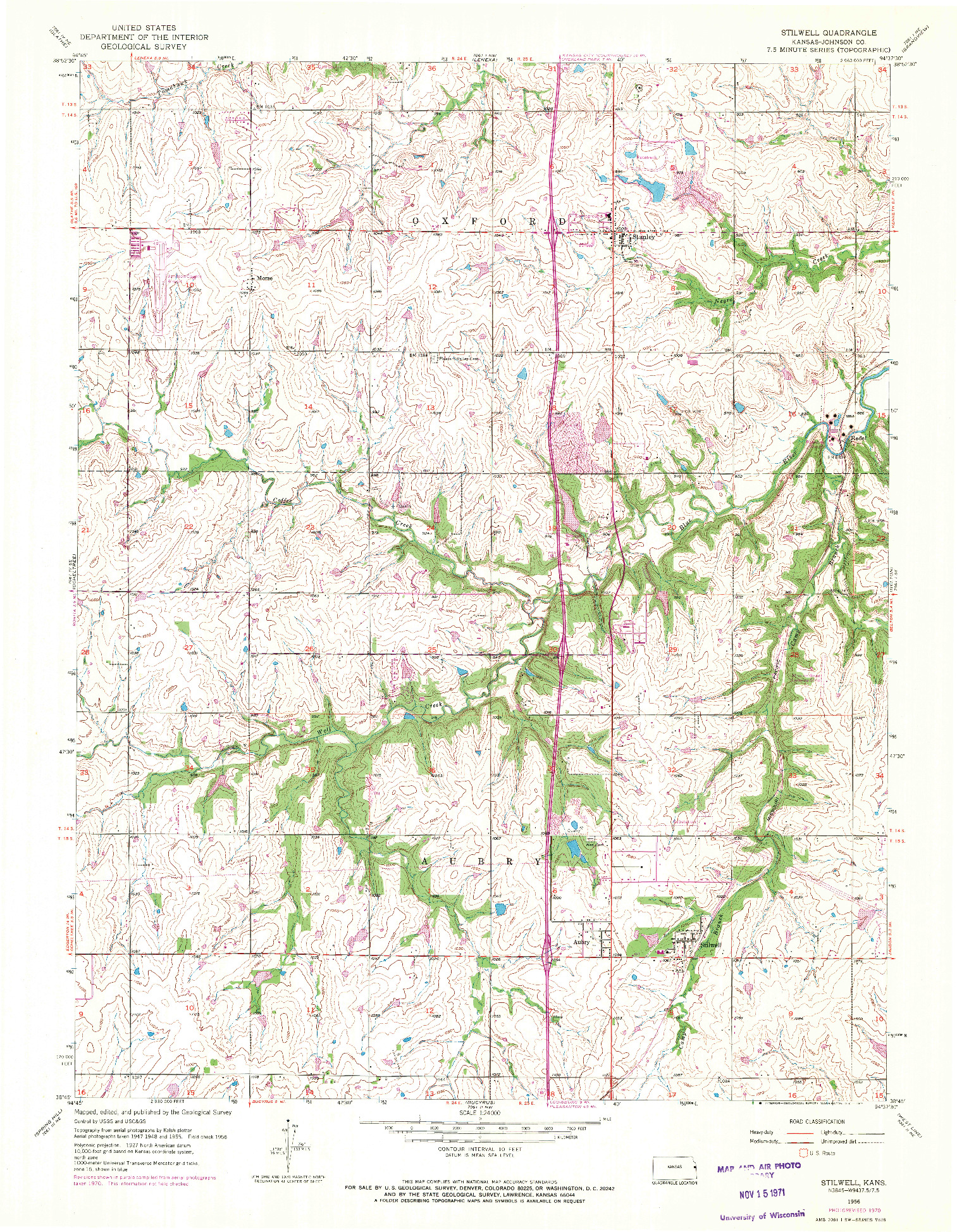 USGS 1:24000-SCALE QUADRANGLE FOR STILWELL, KS 1956