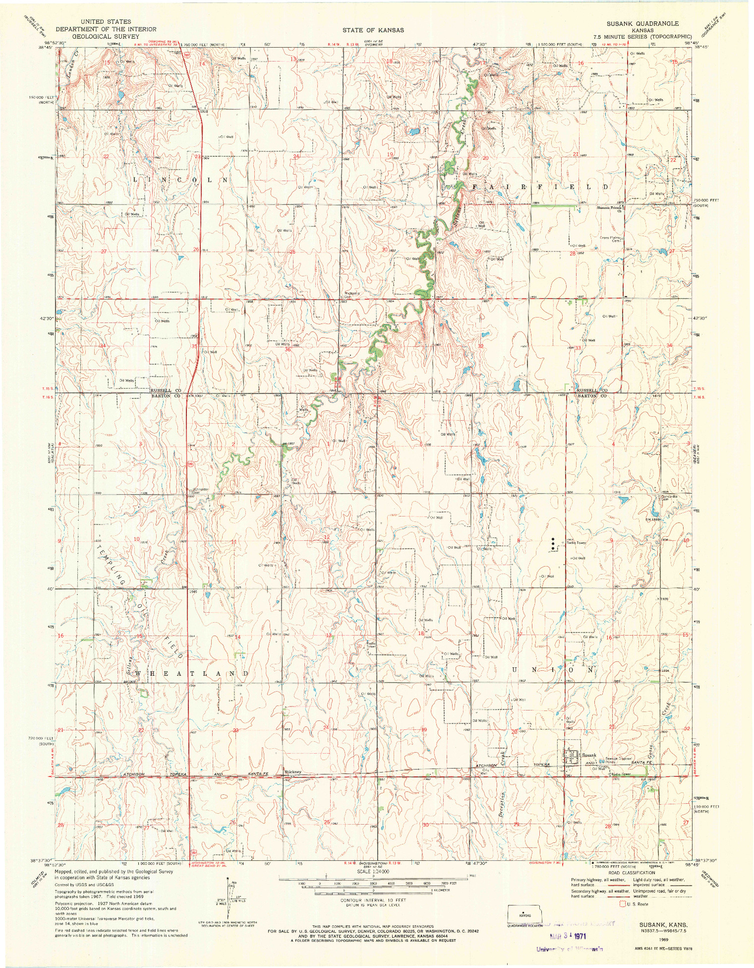 USGS 1:24000-SCALE QUADRANGLE FOR SUSANK, KS 1969