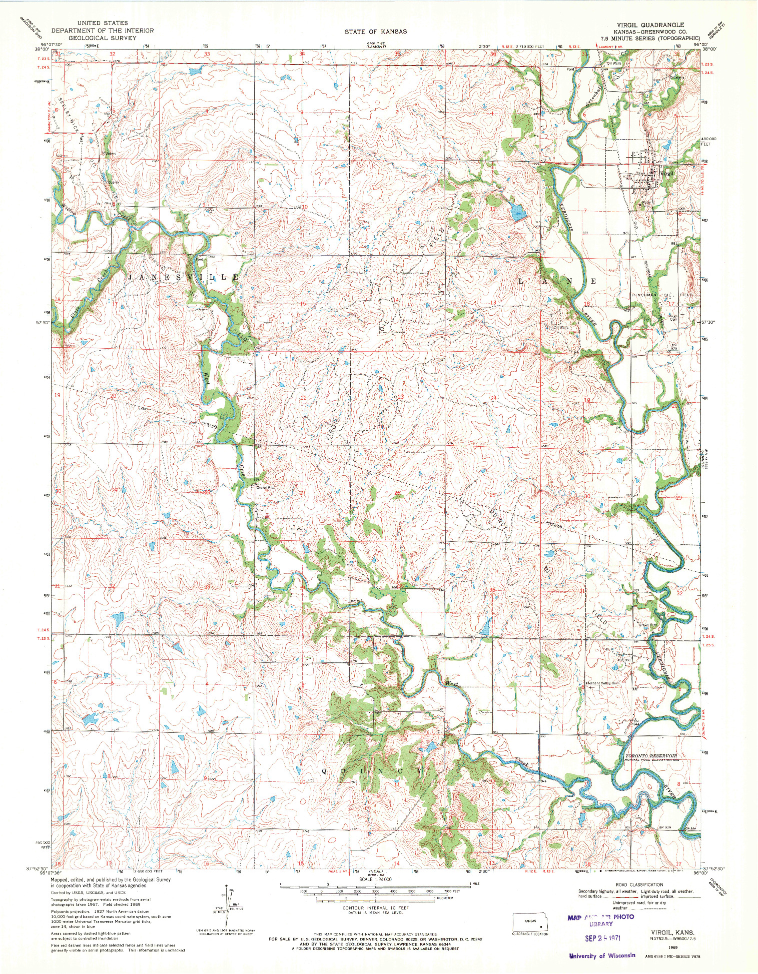 USGS 1:24000-SCALE QUADRANGLE FOR VIRGIL, KS 1969