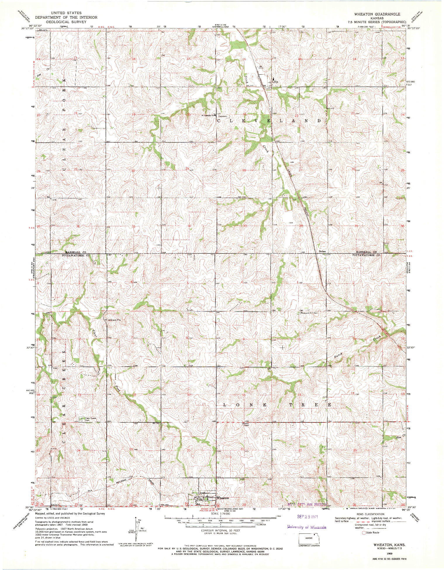 USGS 1:24000-SCALE QUADRANGLE FOR WHEATON, KS 1969