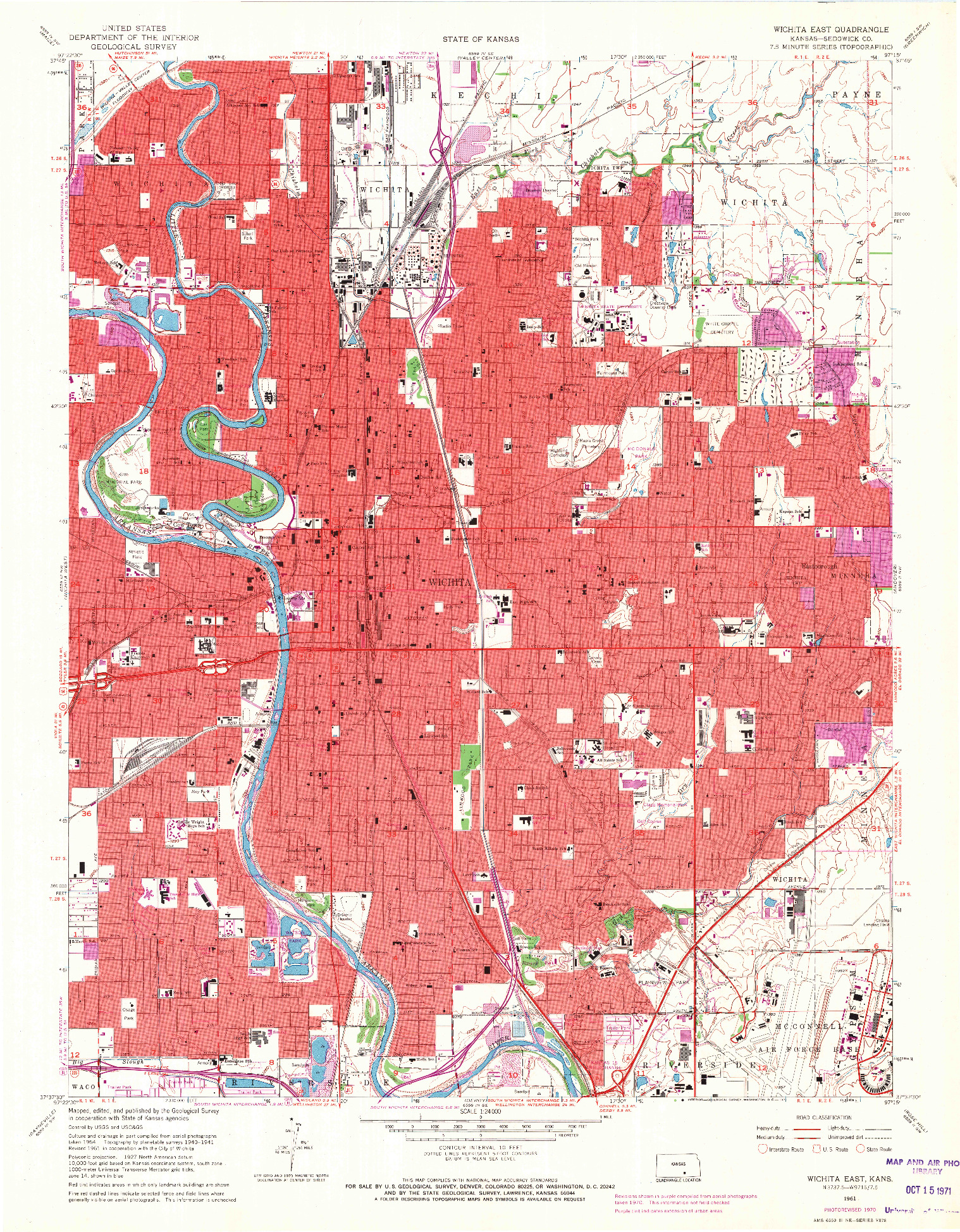 USGS 1:24000-SCALE QUADRANGLE FOR WICHITA EAST, KS 1961