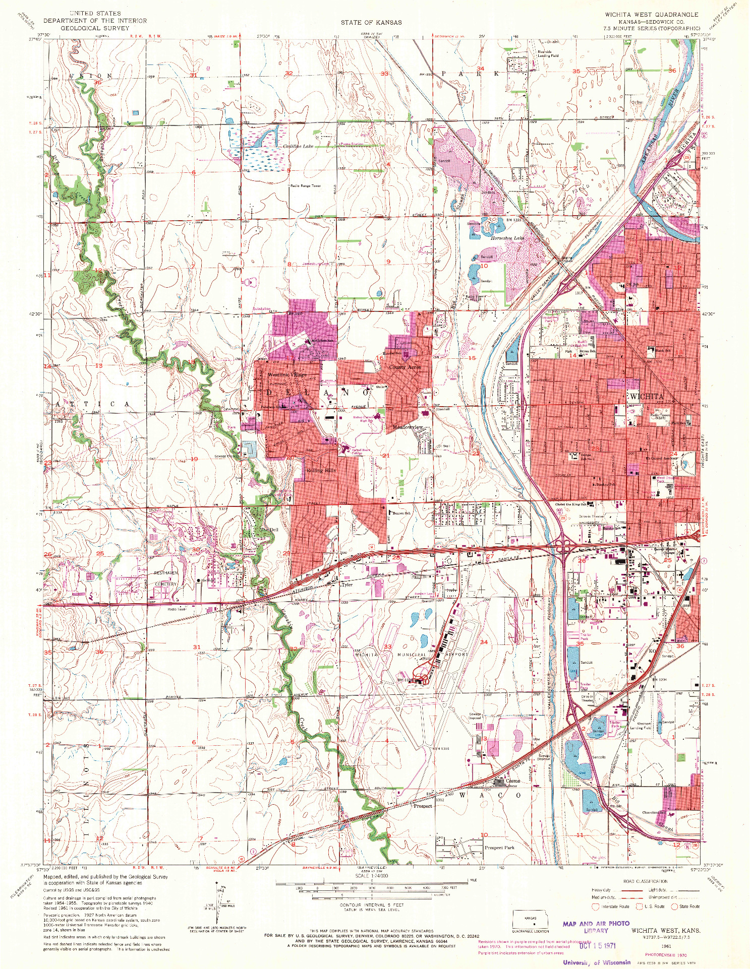 USGS 1:24000-SCALE QUADRANGLE FOR WICHITA WEST, KS 1961