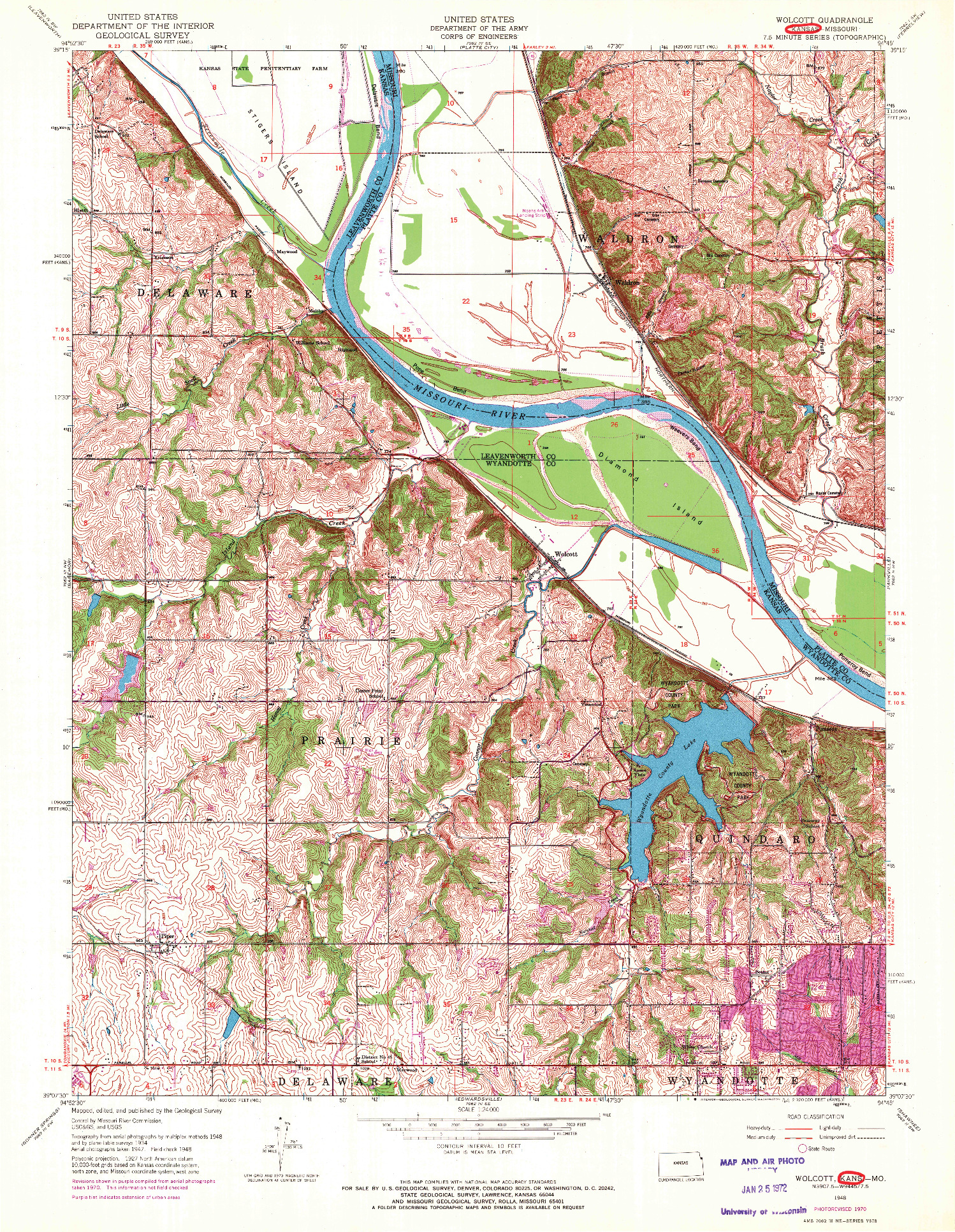 USGS 1:24000-SCALE QUADRANGLE FOR WOLCOTT, KS 1948