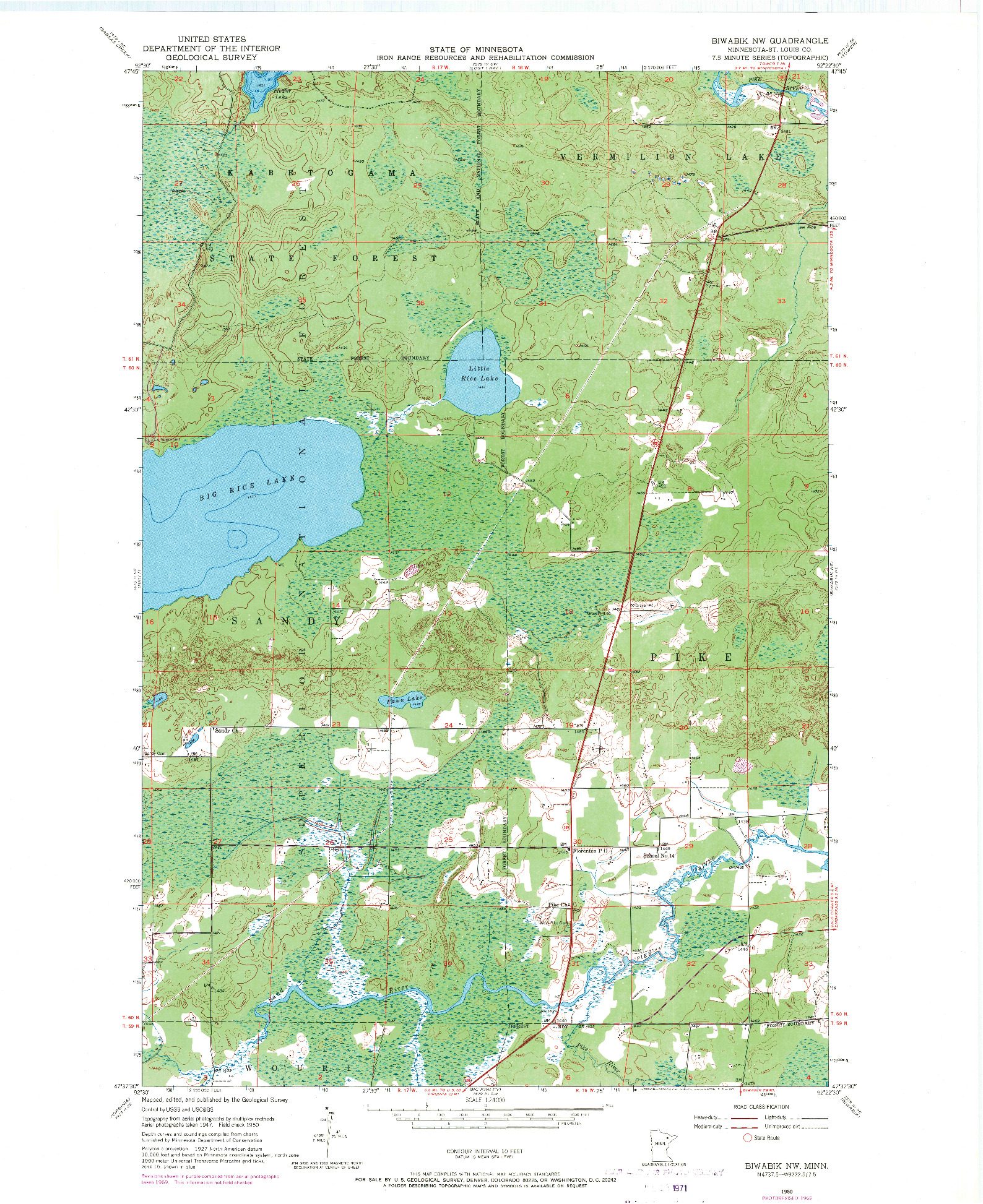 USGS 1:24000-SCALE QUADRANGLE FOR BIWABIK NW, MN 1950