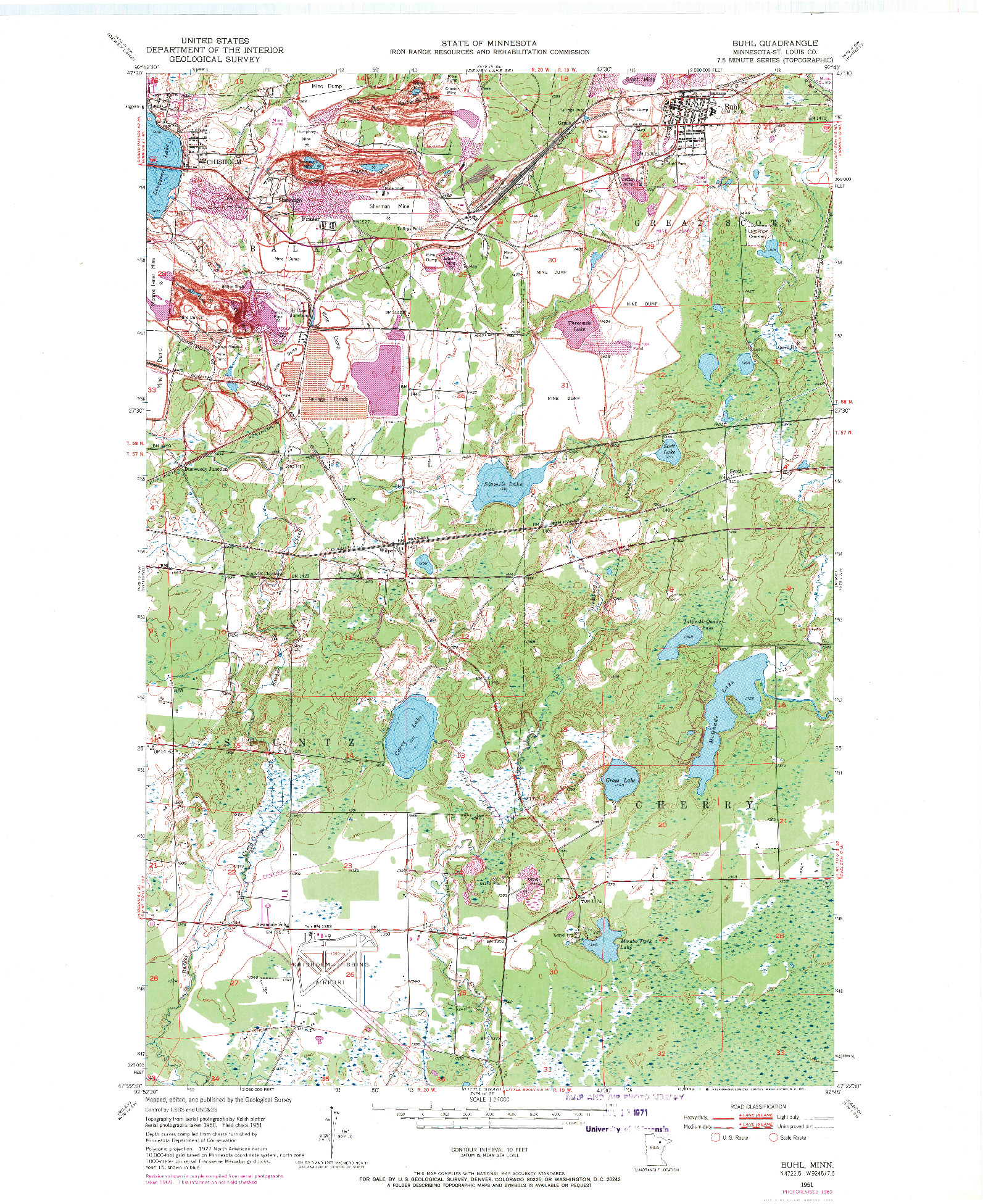 USGS 1:24000-SCALE QUADRANGLE FOR BUHL, MN 1951