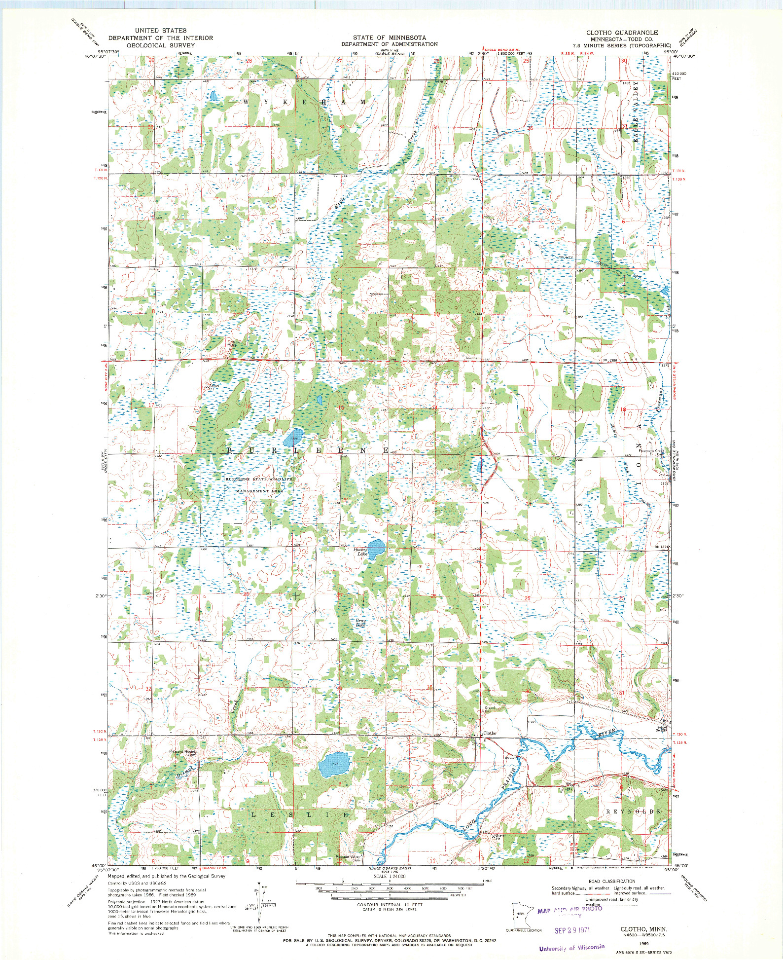 USGS 1:24000-SCALE QUADRANGLE FOR CLOTHO, MN 1969