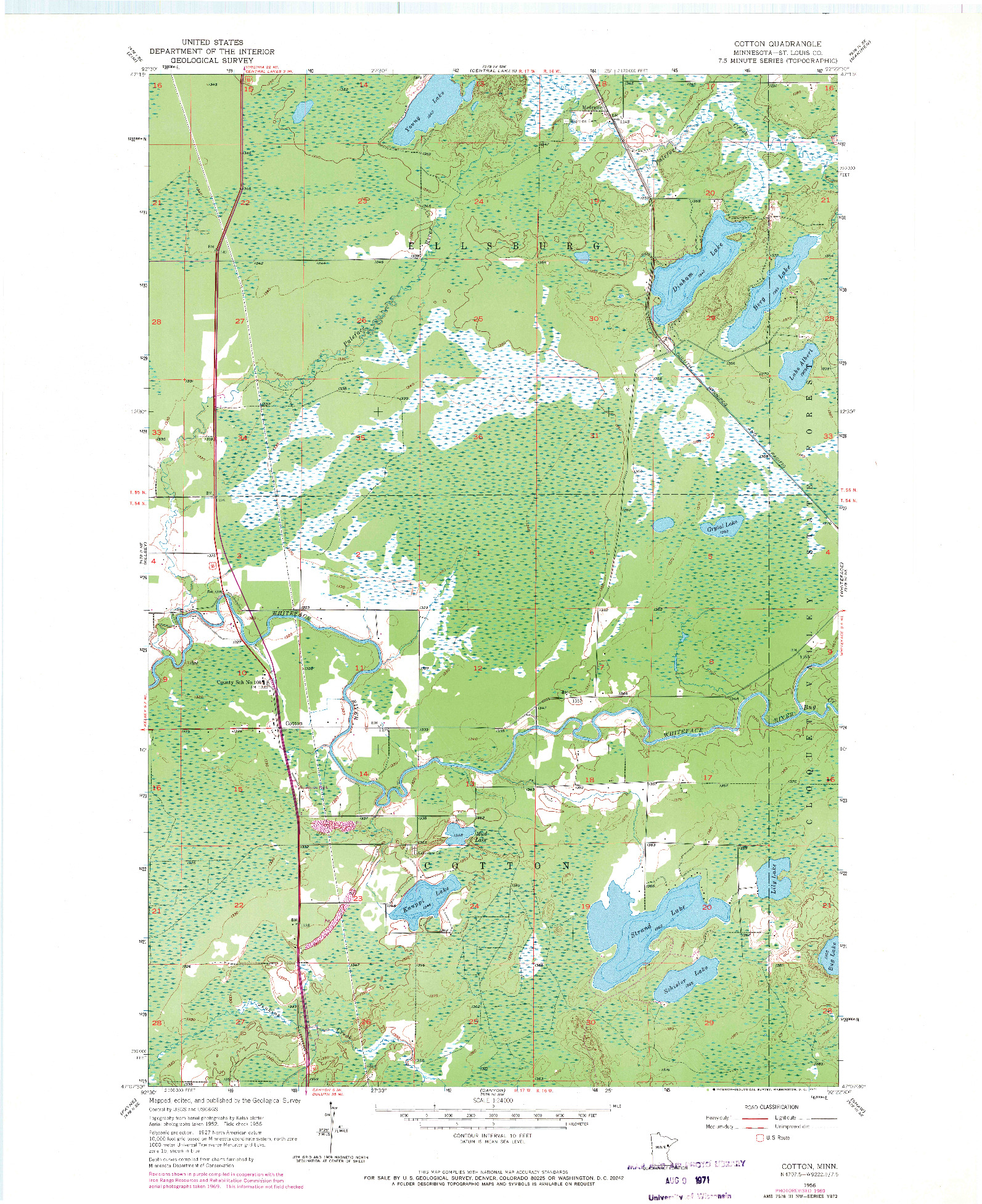 USGS 1:24000-SCALE QUADRANGLE FOR COTTON, MN 1956