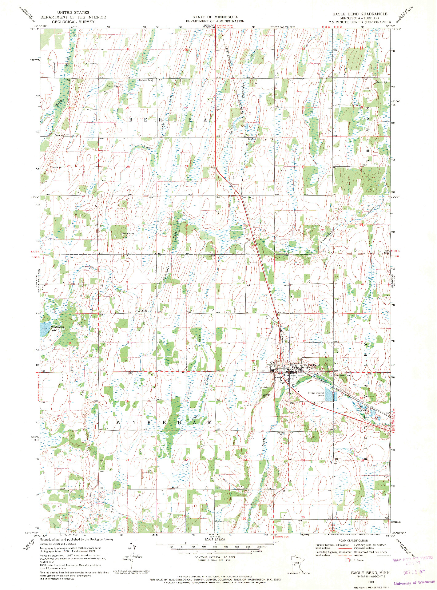 USGS 1:24000-SCALE QUADRANGLE FOR EAGLE BEND, MN 1969