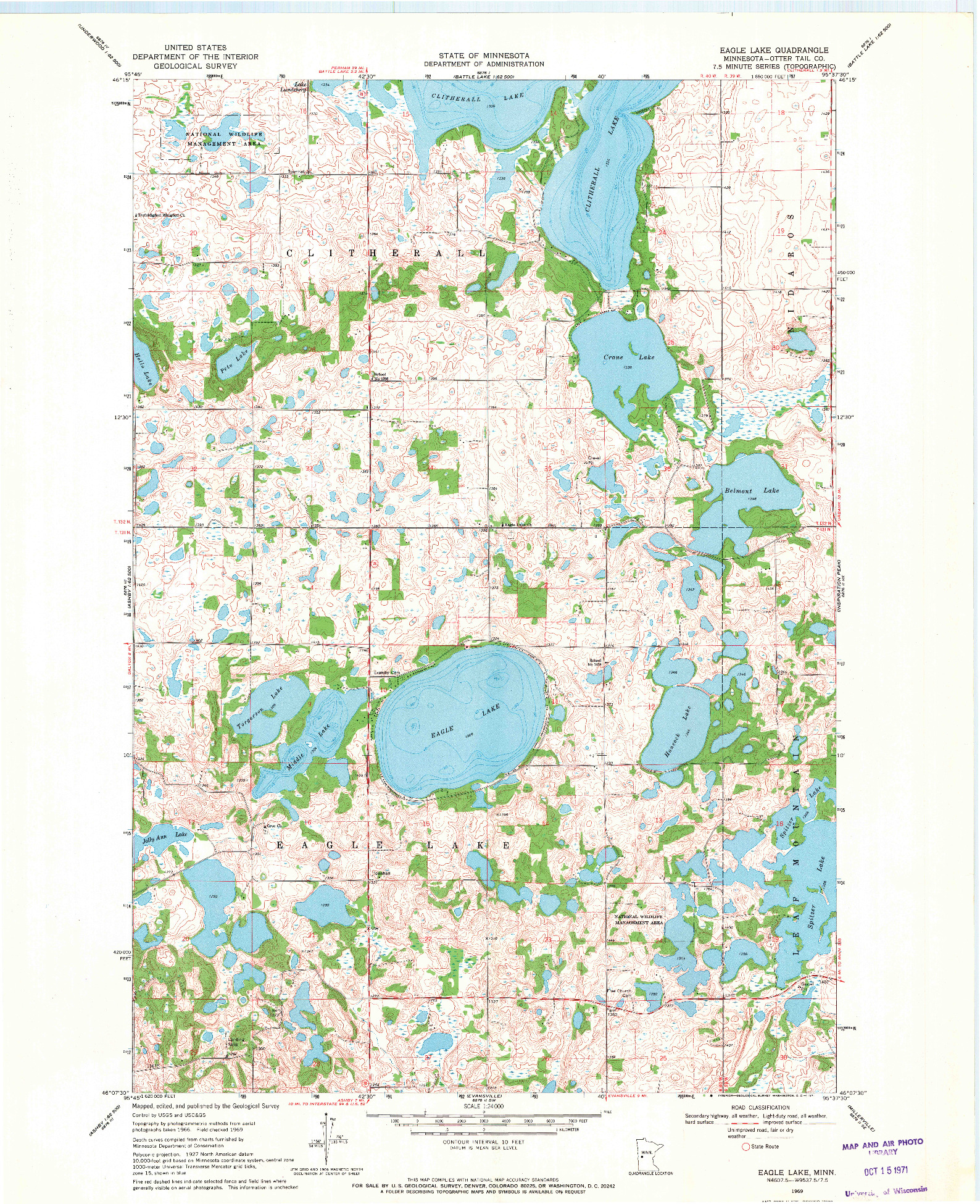 USGS 1:24000-SCALE QUADRANGLE FOR EAGLE LAKE, MN 1969