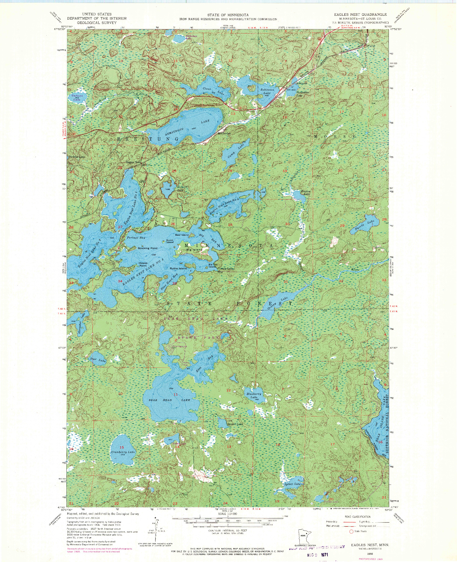 USGS 1:24000-SCALE QUADRANGLE FOR EAGLES NEST, MN 1956