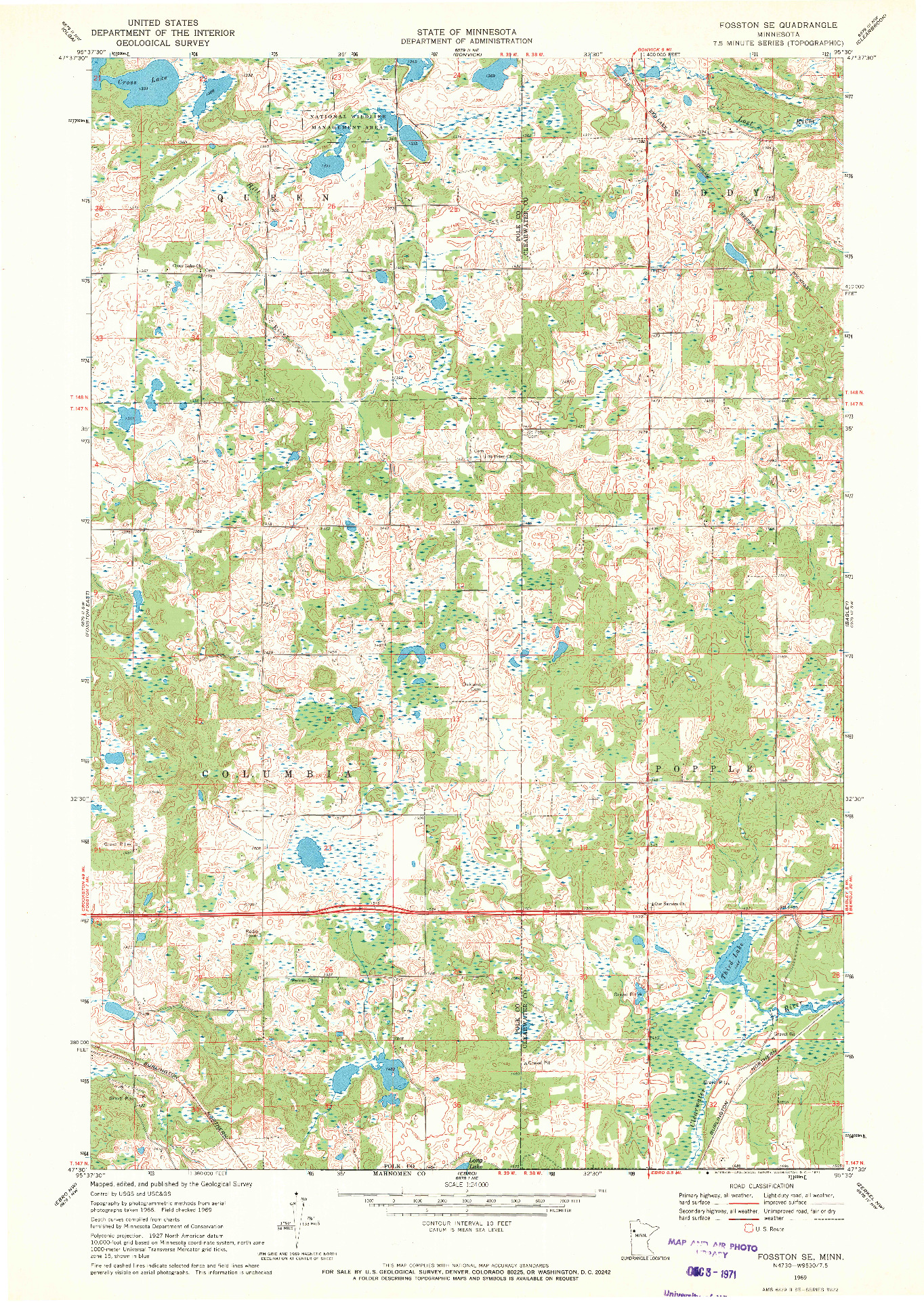 USGS 1:24000-SCALE QUADRANGLE FOR FOSSTON SE, MN 1969