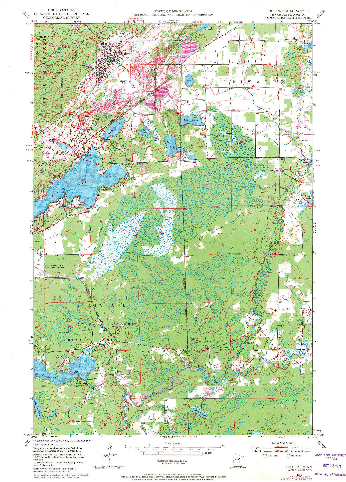 USGS 1:24000-SCALE QUADRANGLE FOR GILBERT, MN 1951