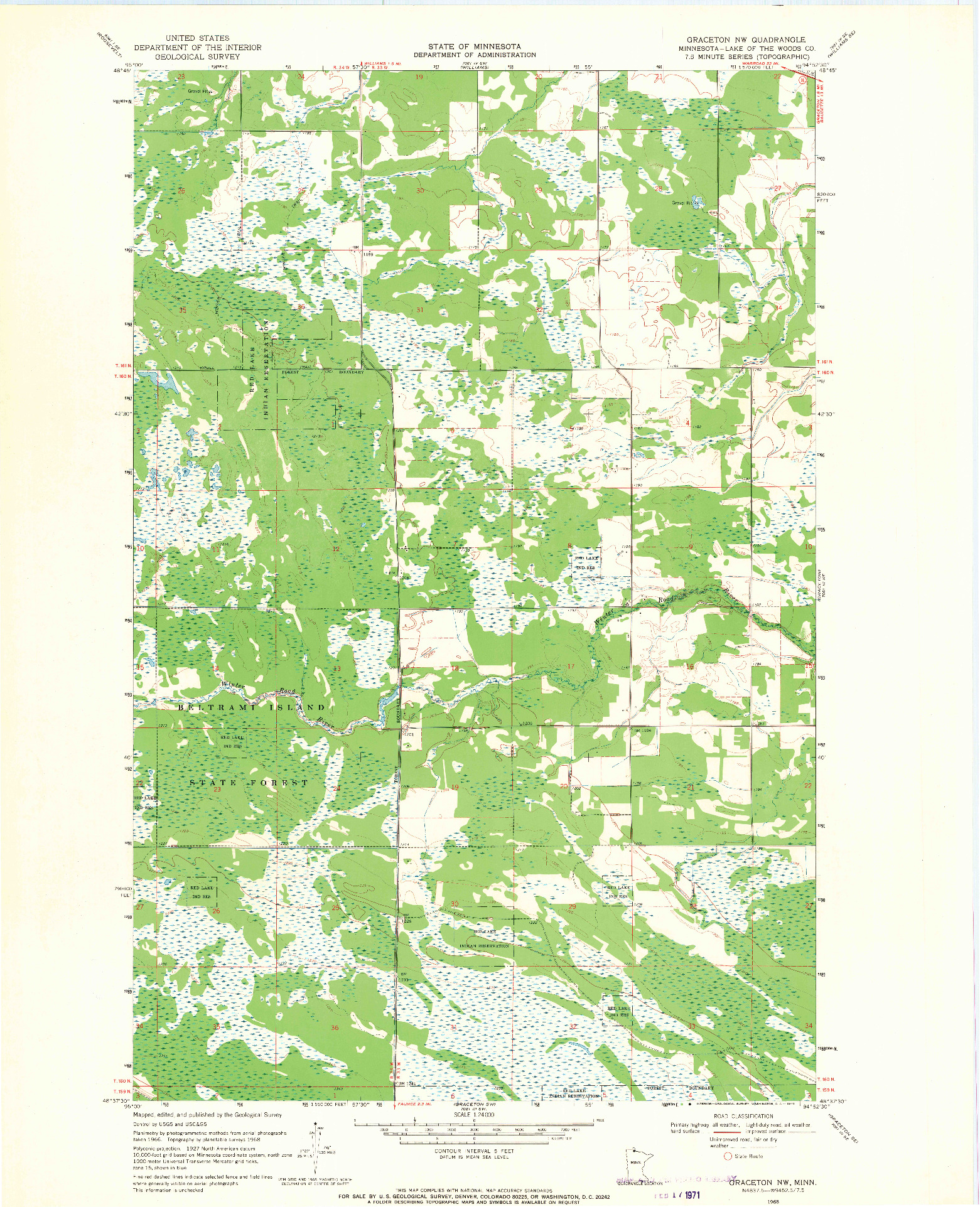 USGS 1:24000-SCALE QUADRANGLE FOR GRACETON NW, MN 1968