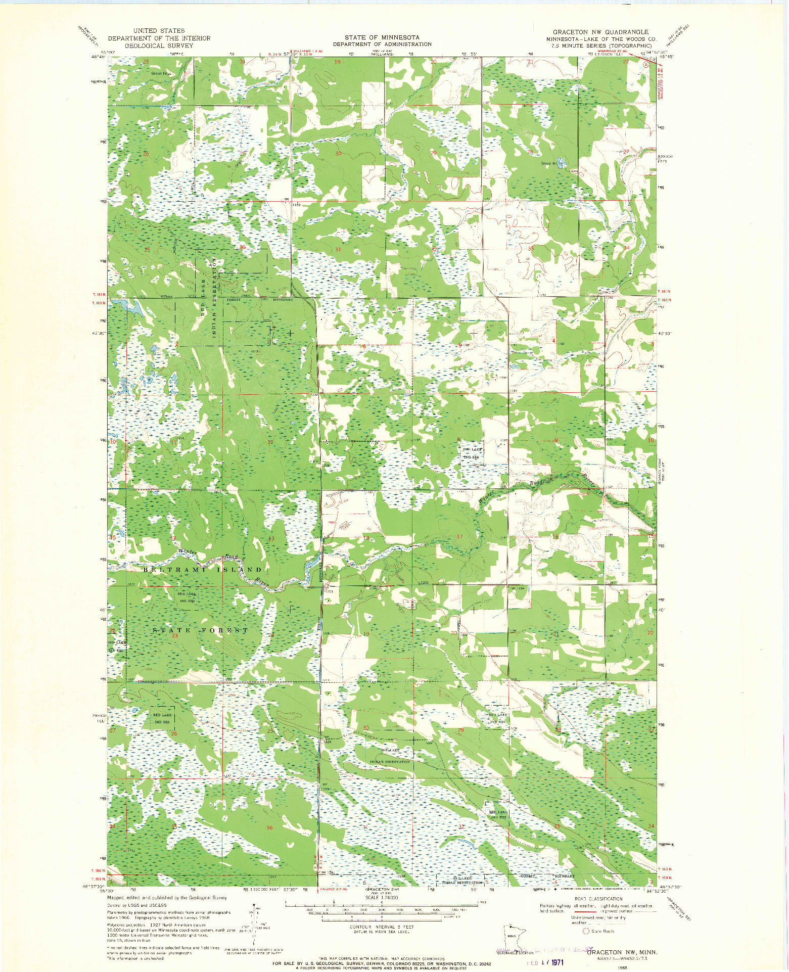 USGS 1:24000-SCALE QUADRANGLE FOR GRACETON NW, MN 1968