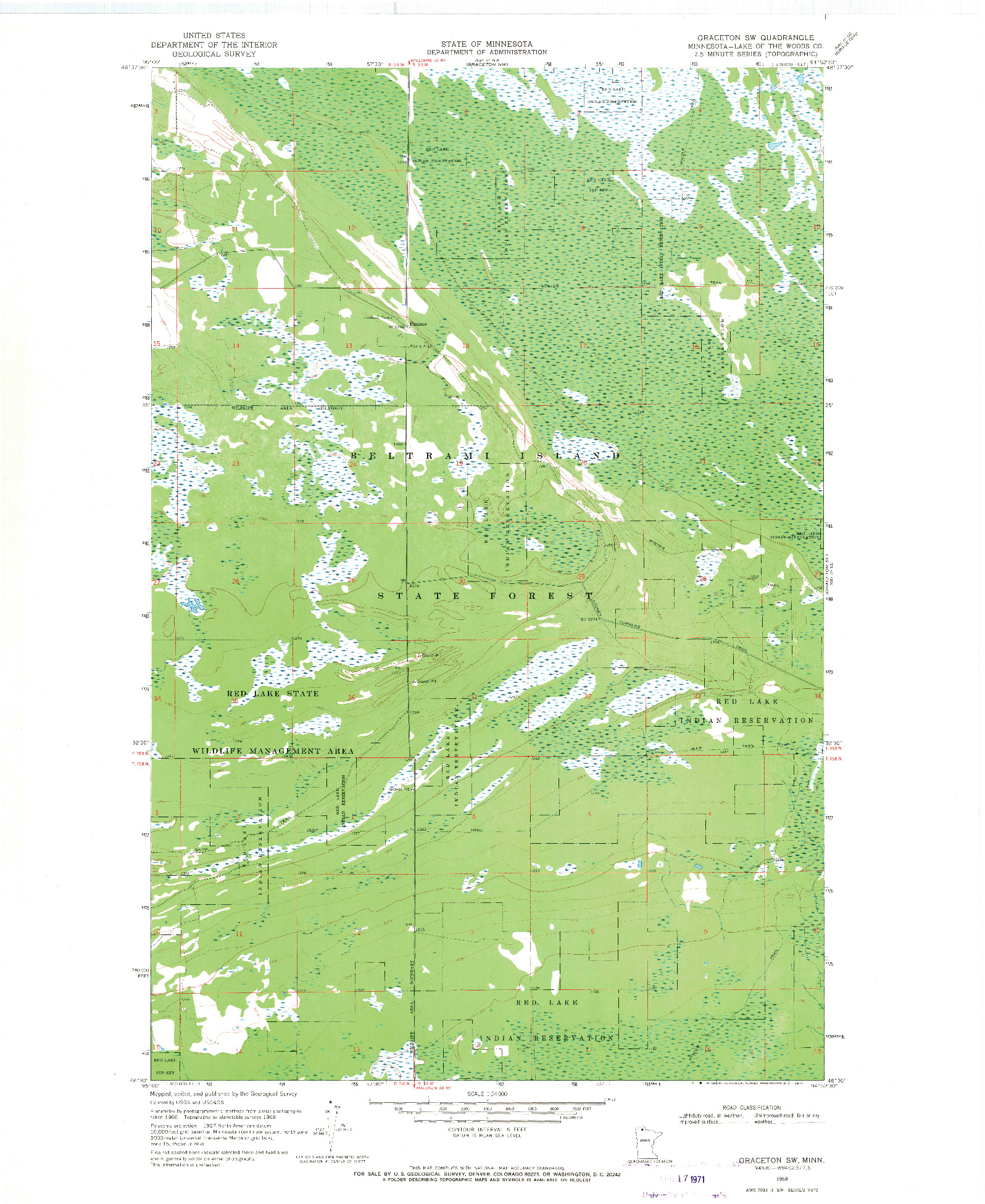 USGS 1:24000-SCALE QUADRANGLE FOR GRACETON SW, MN 1968