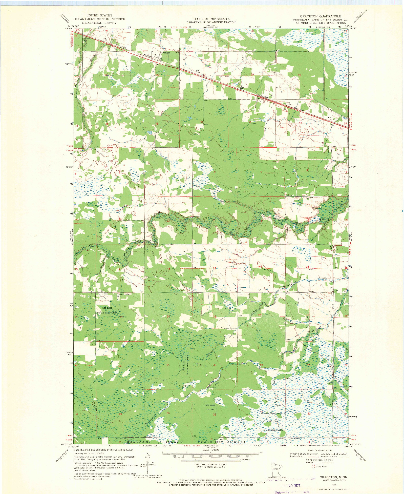 USGS 1:24000-SCALE QUADRANGLE FOR GRACETON, MN 1968